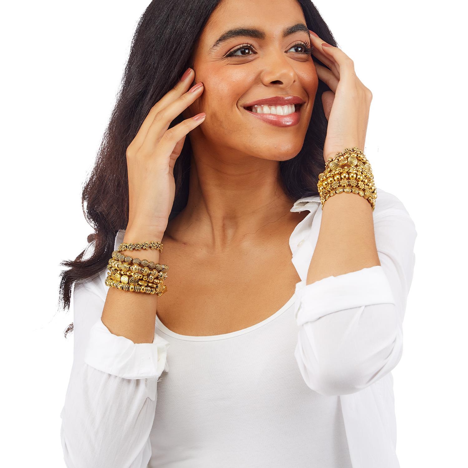 Golden Hour Gold Bead Stretch Bracelet Includes 15 Designs with