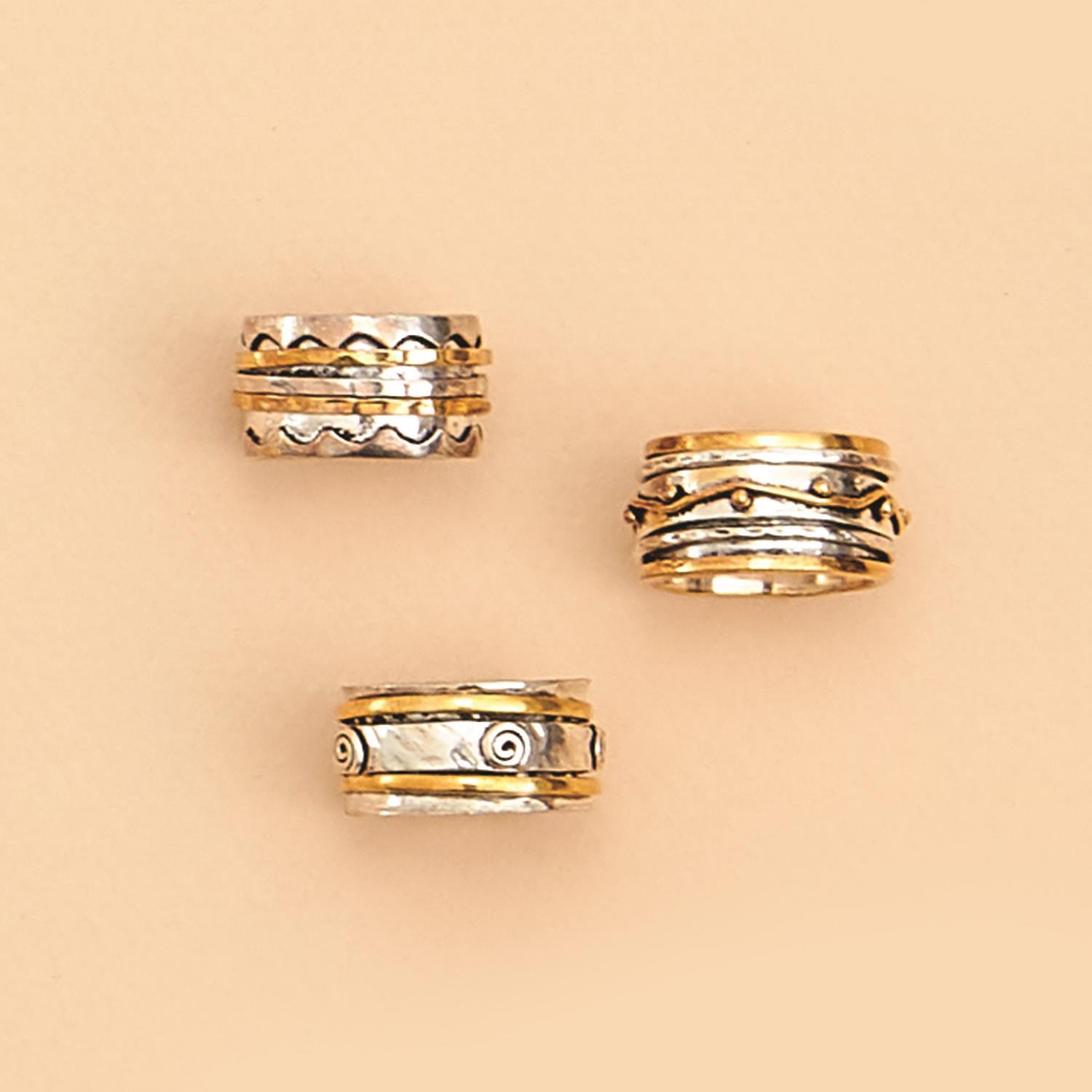 Rotating Wide Ring in GB Asst 3 Designs 2 Sizes