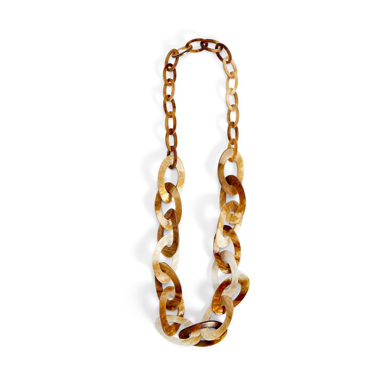 Long Horn Oval Link Necklace