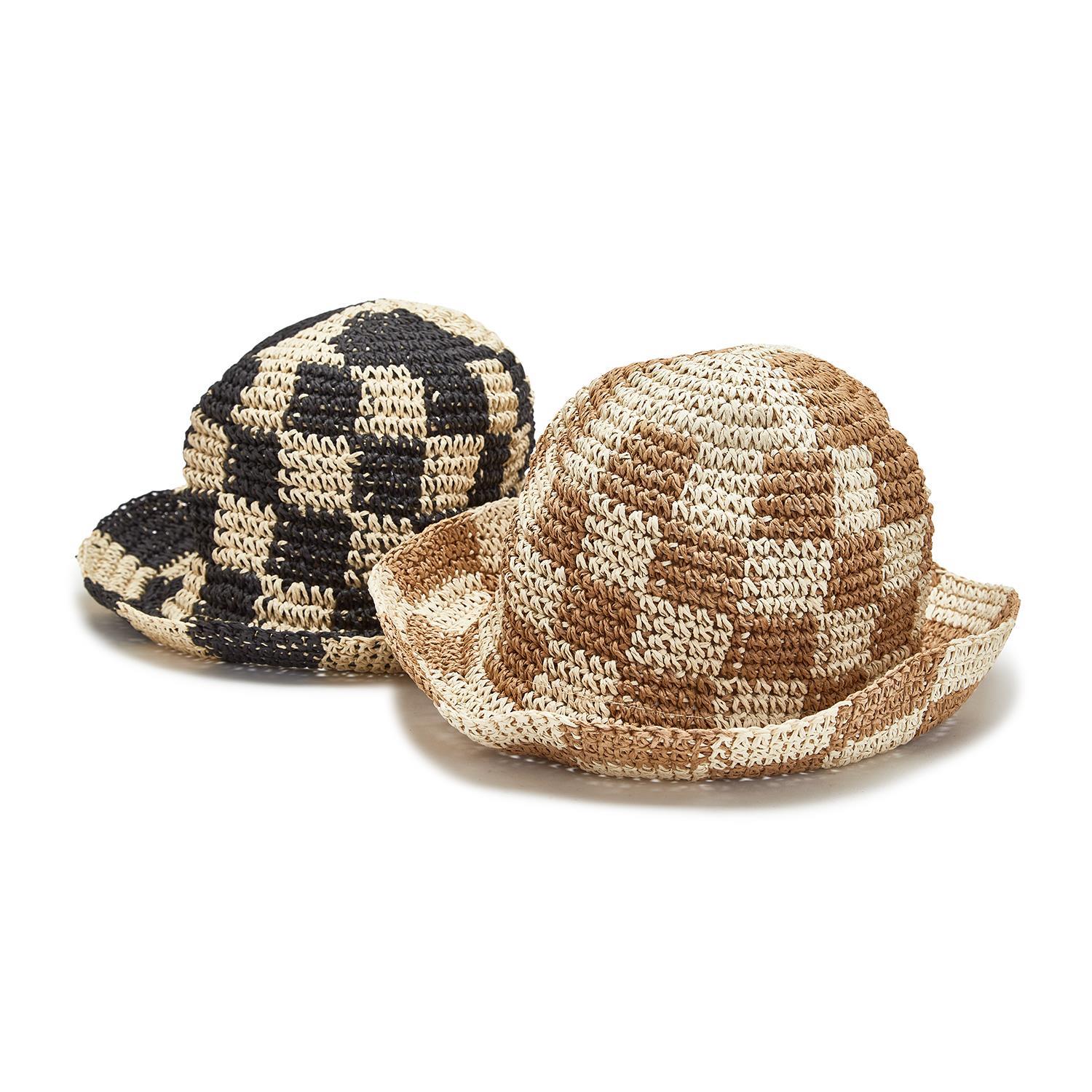 帽子 RAFFIA BUCKET HAT Women's Solid Color Raffia Straw Bucket Hat Casual Handmade