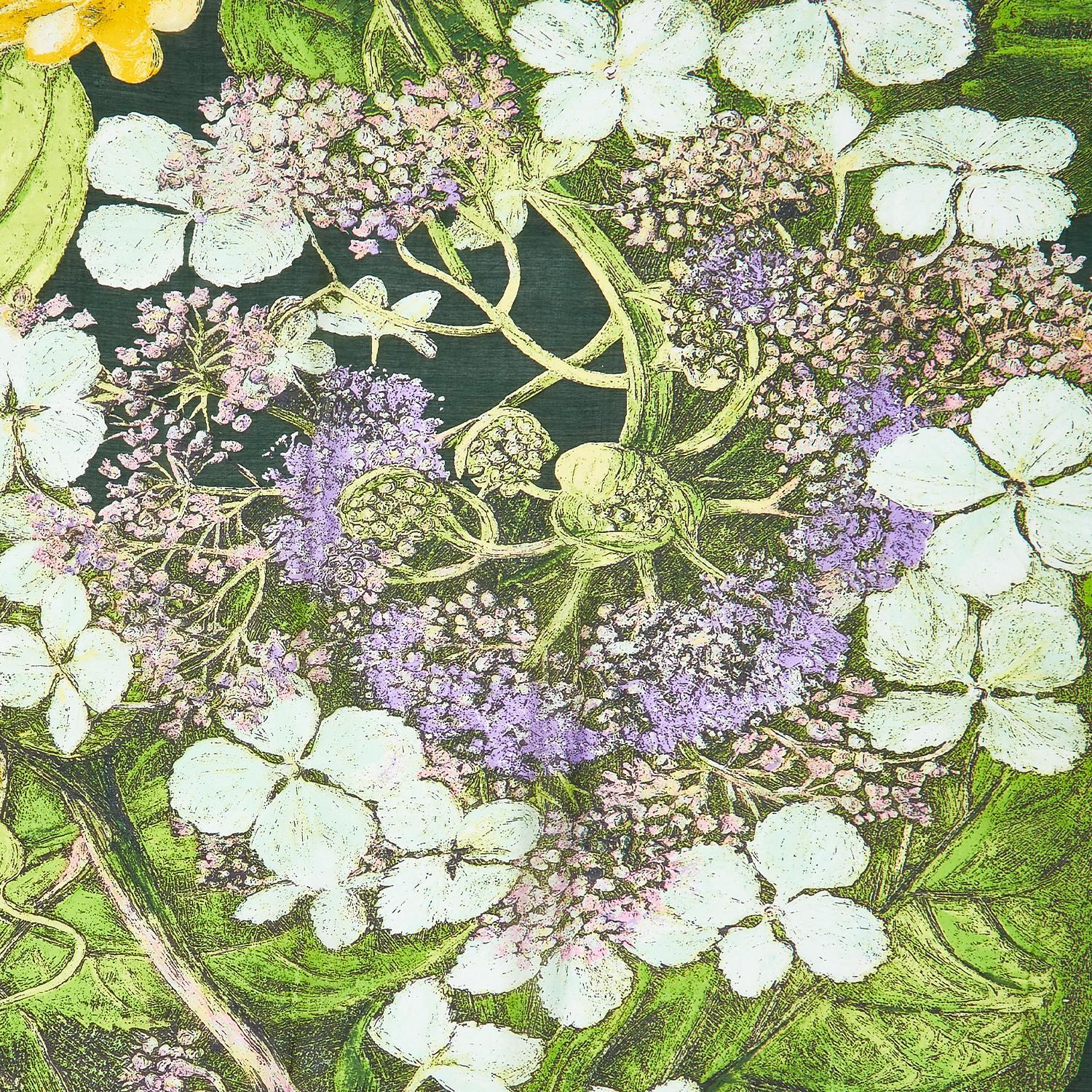 Hydrangea Print Lime Scarf