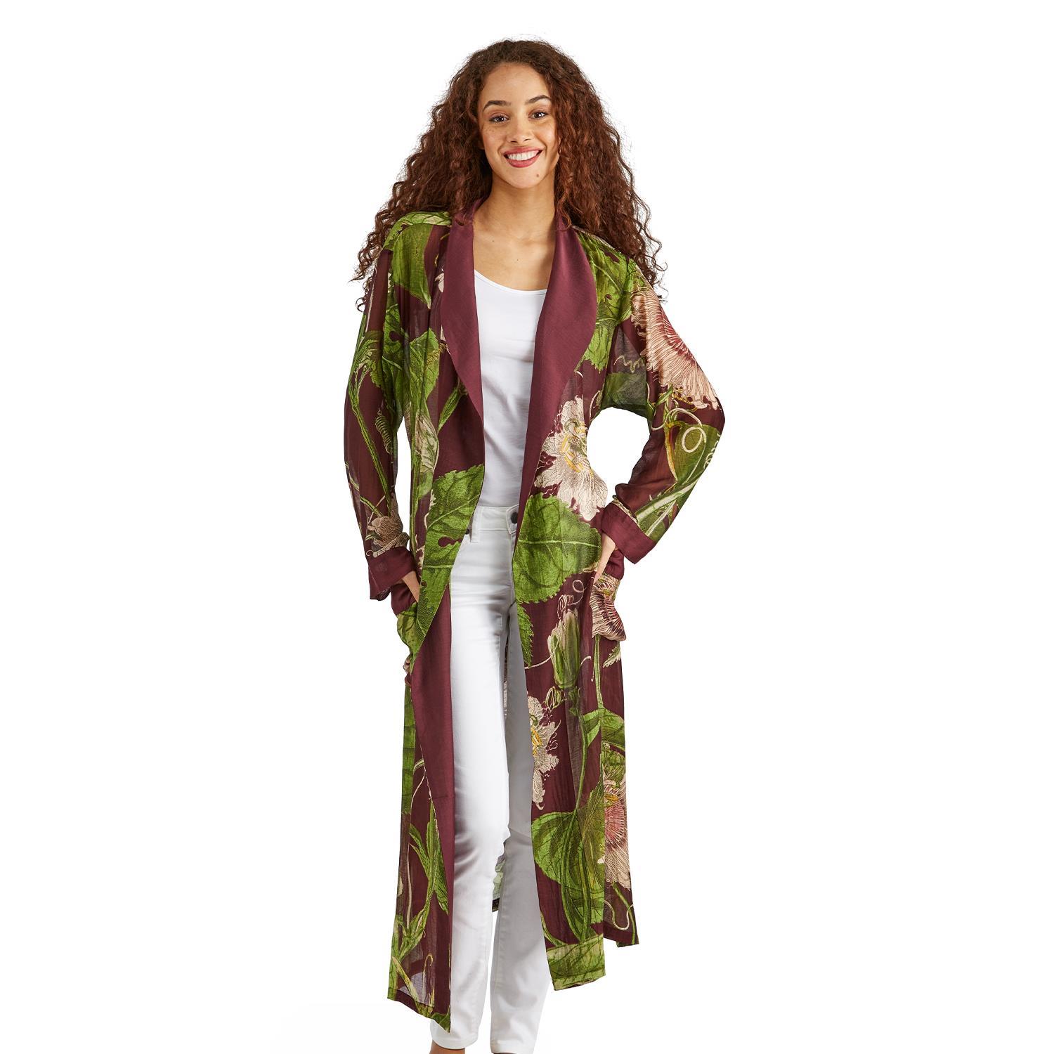 Sentimental Robe Passion Flower Burgundy Robe Gown