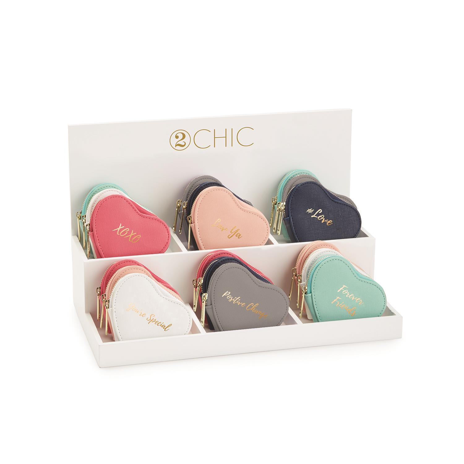 Sayings Heart Coin Purse 24pc Unit Includes 6 Colors