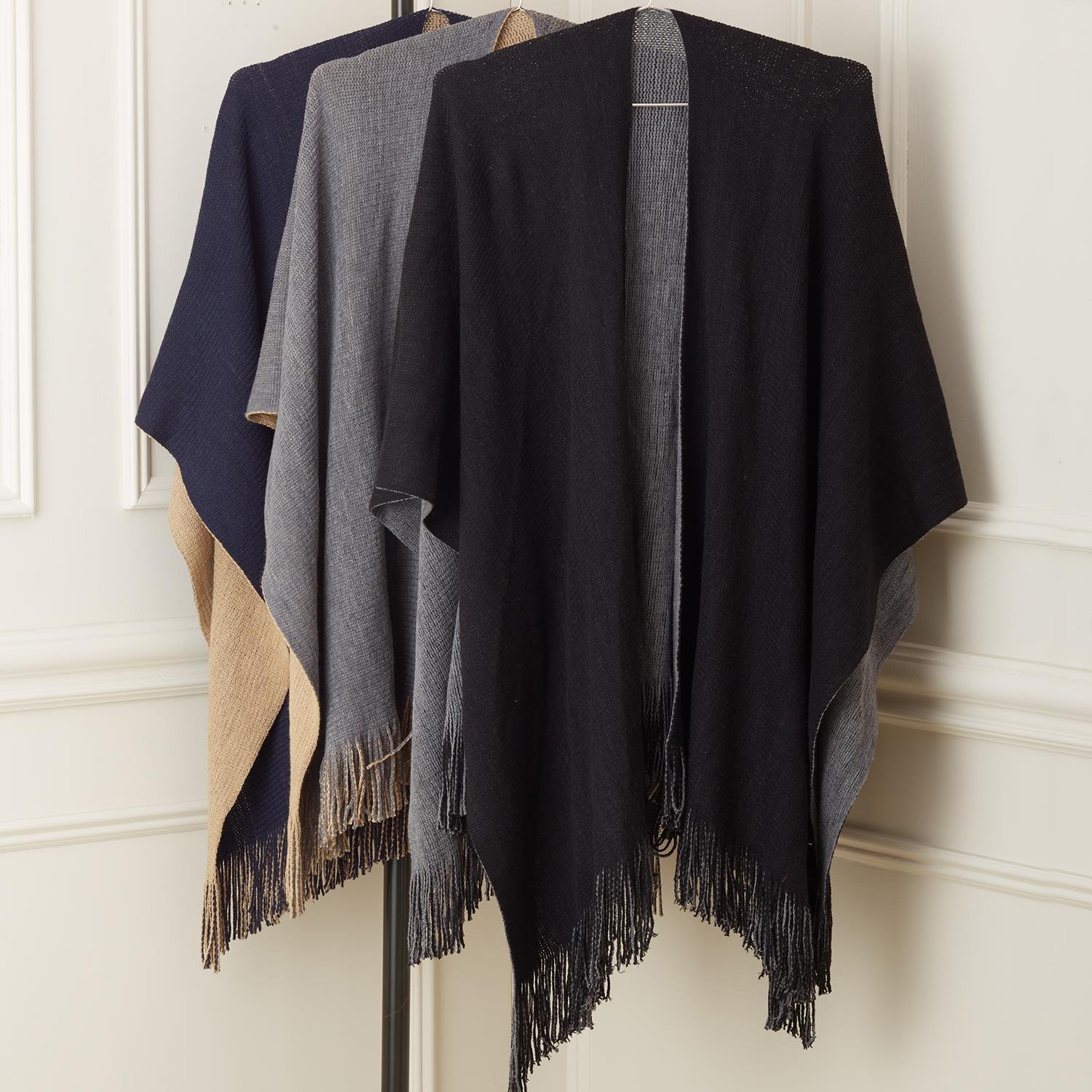 Woven Reversible Shawl Asst 3 Colors