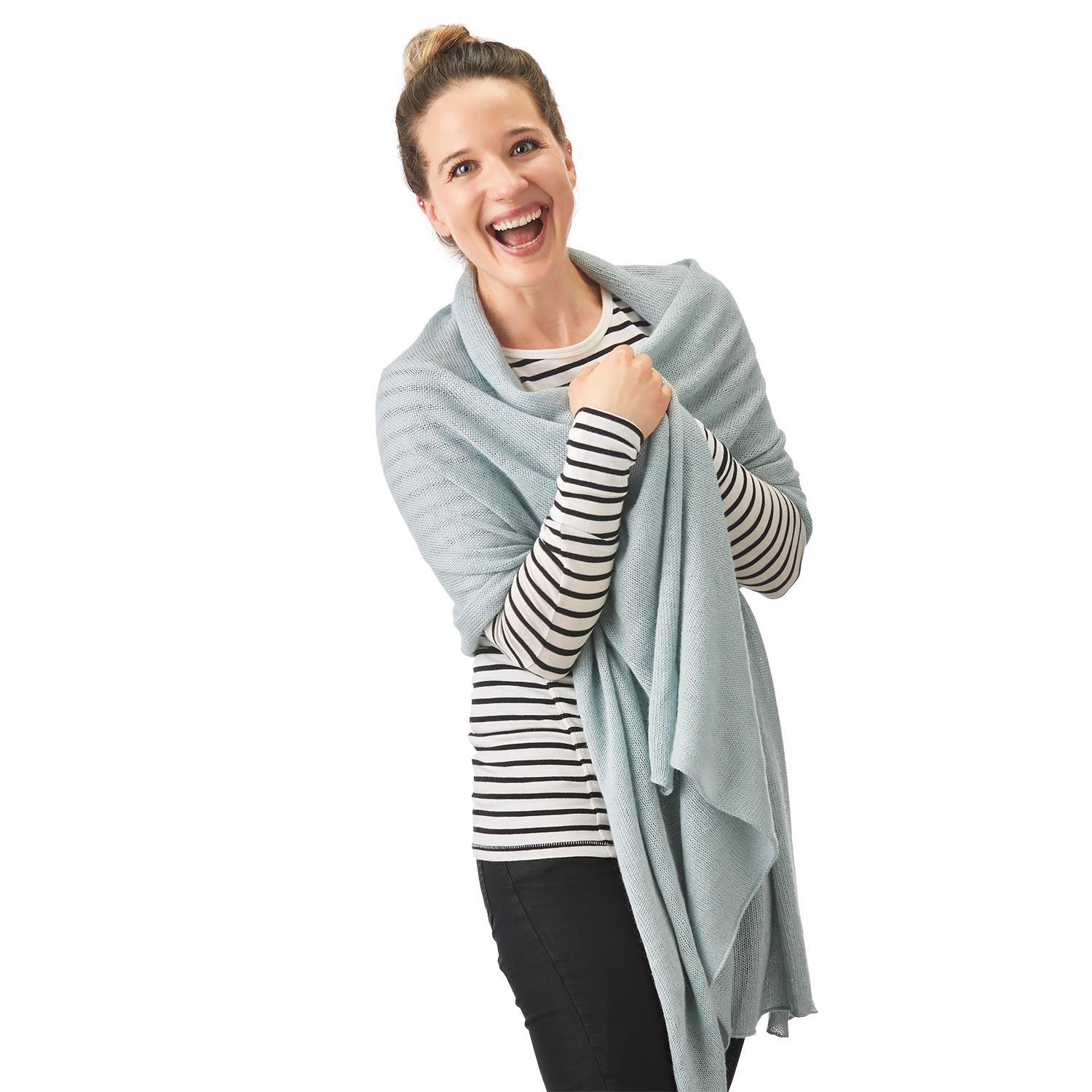 Grey Travel Blanket Scarf in Pouch