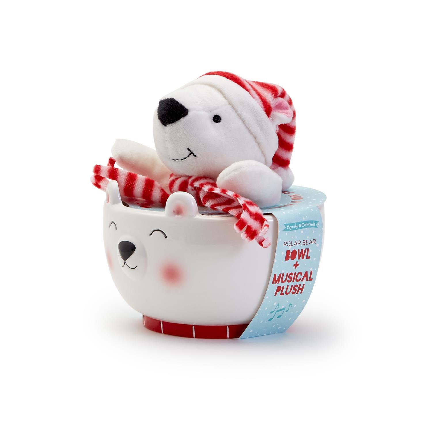 Polar Bear Bowl with Plush Polar Bear
