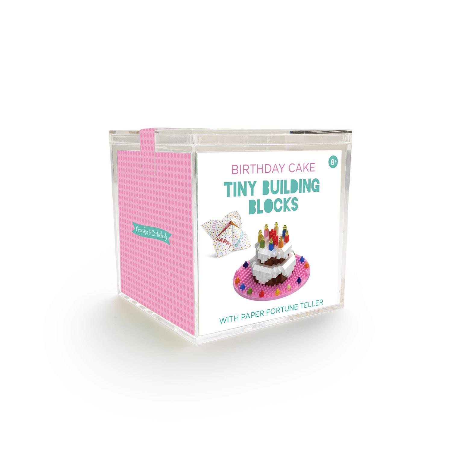 Birthday Cake Tiny Building Blocks with Fortune Teller in Storage Box
