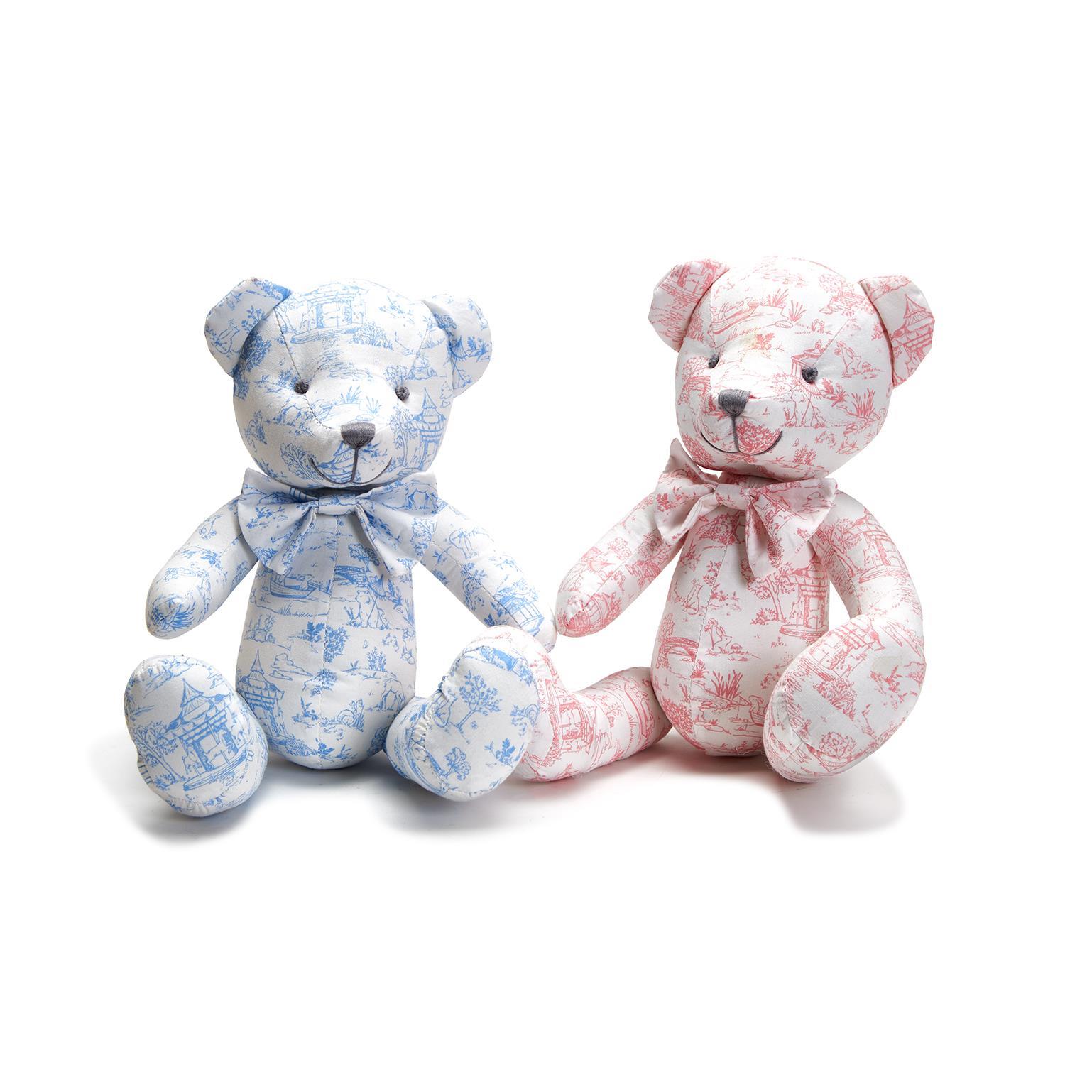 Animal Toile Stuffed Teddy Bear Pattern Assorted 2 Colors