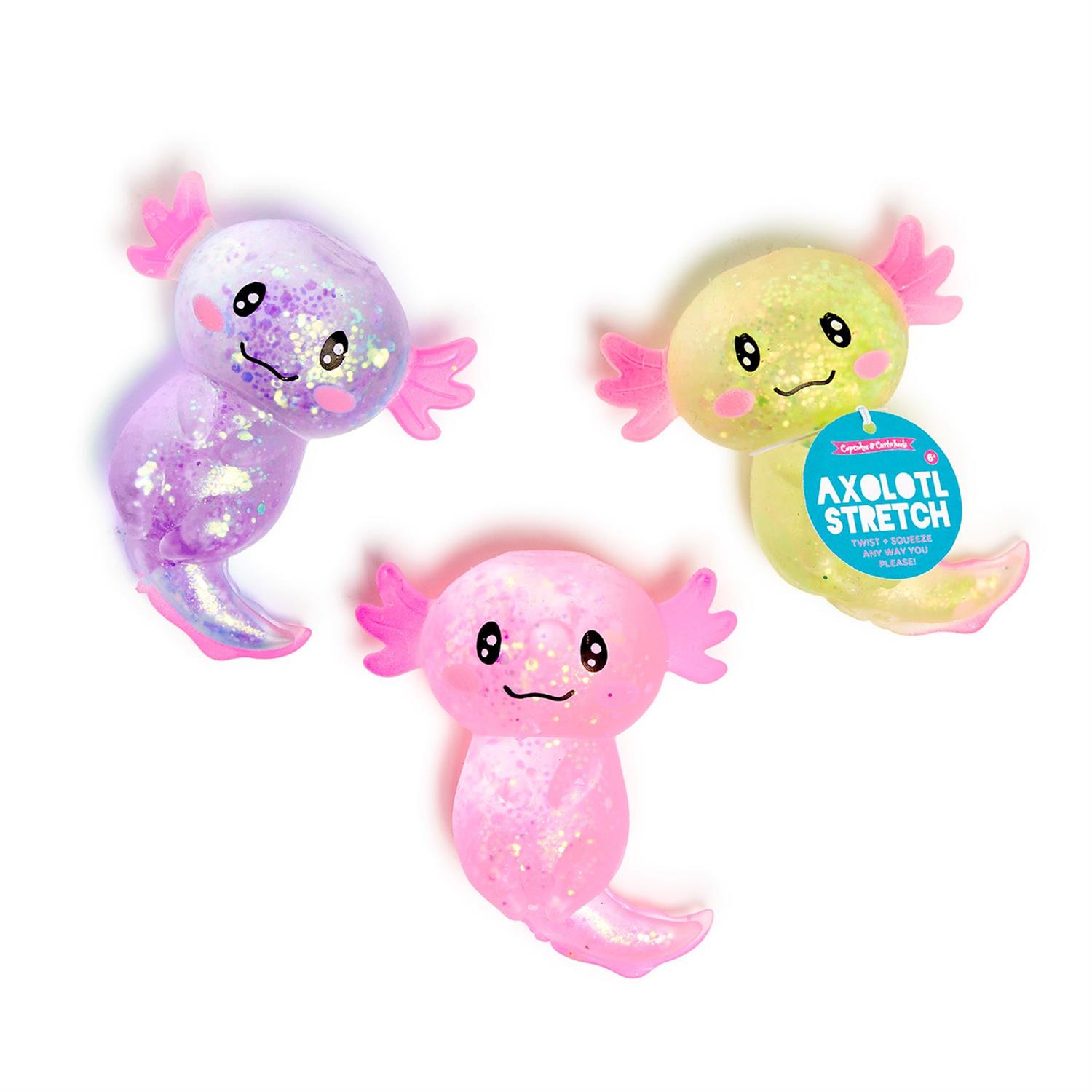 30 Pc Squishy Glitter Axolotl Toy Unit with Bucket Display Includes 3 ...