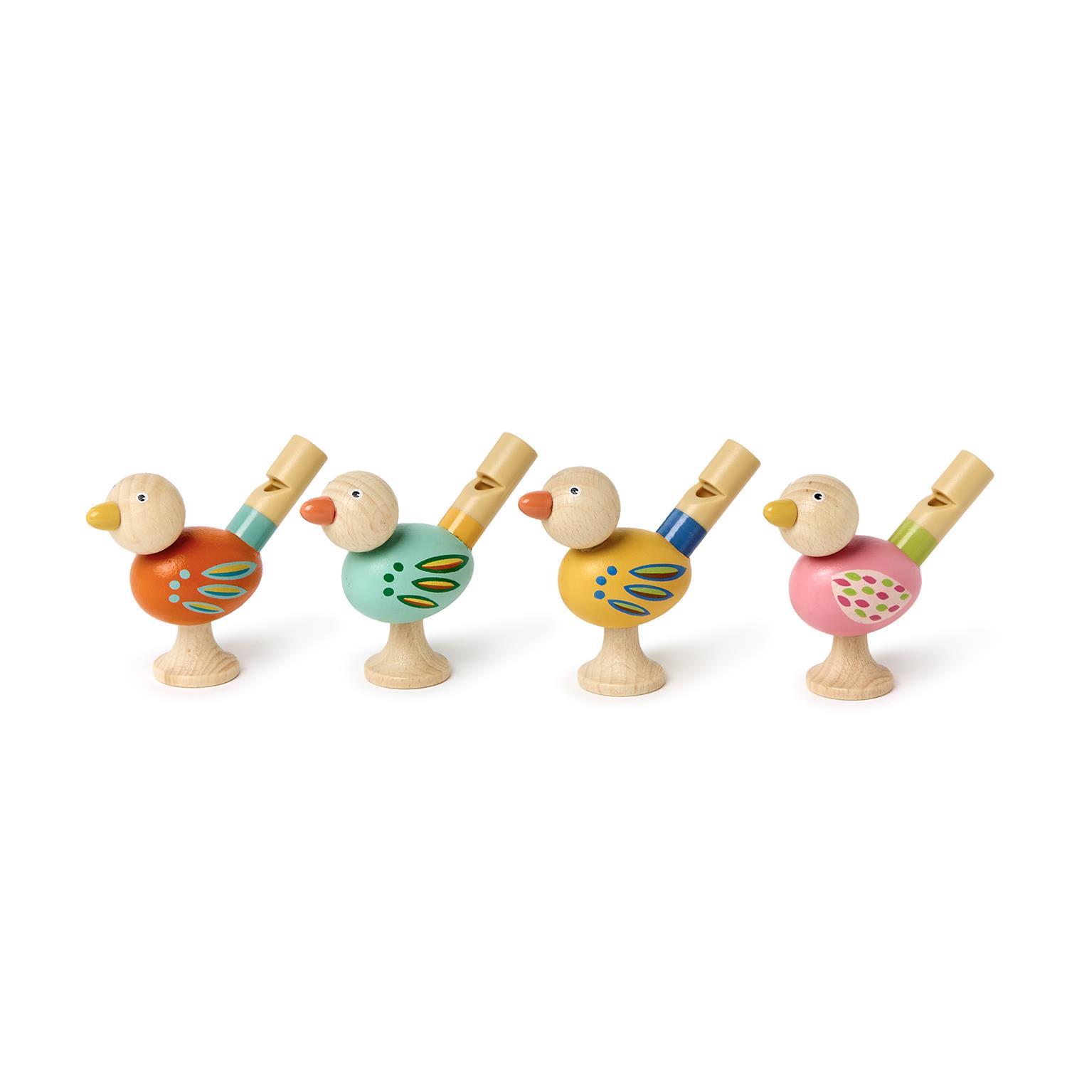 24 Pc Hand-Crafted Wooden Bird Whistle Unit with Display