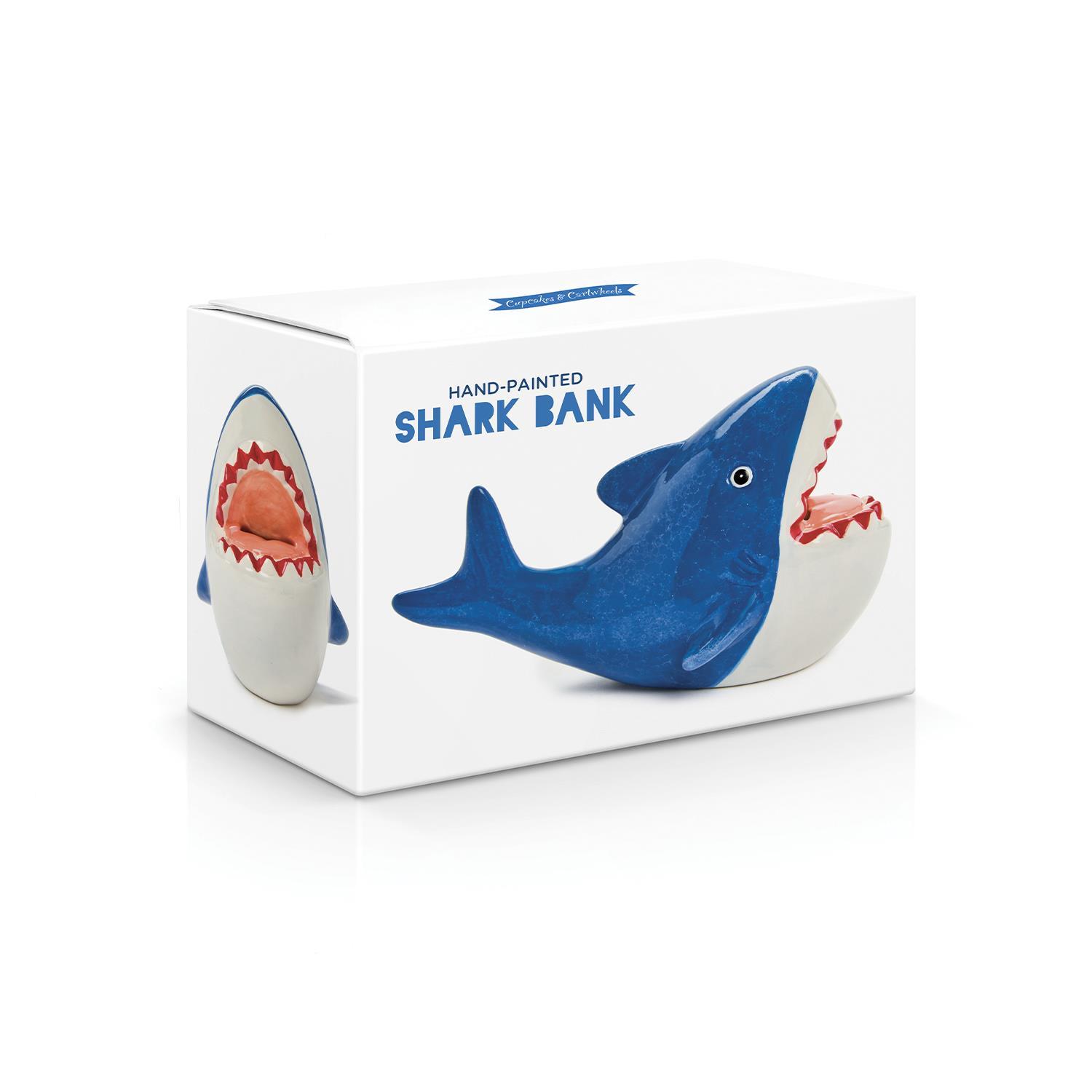 Hand-Painted Ceramic Shark Bank in Gift Box
