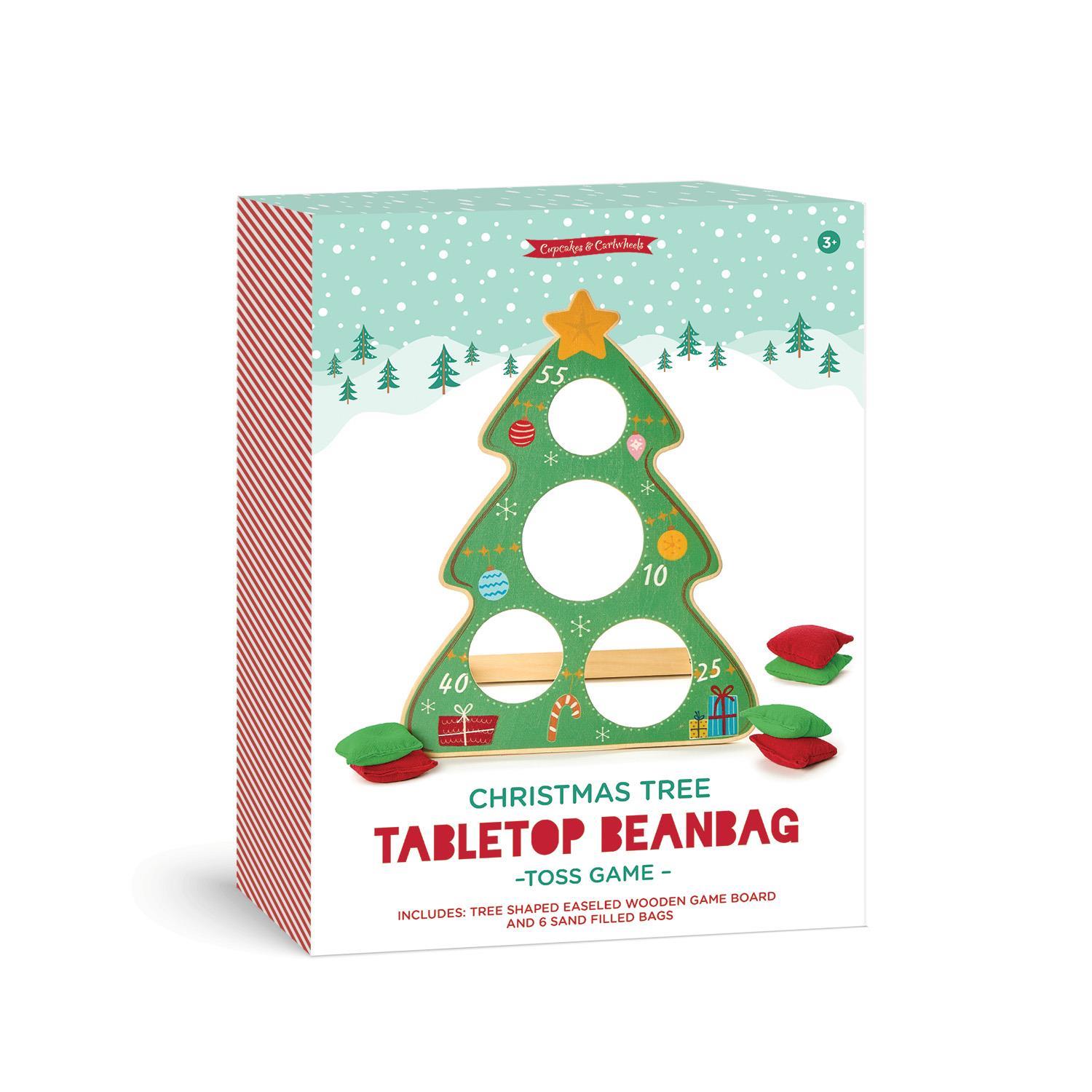 Christmas Tree Tabletop Beanbag Toss Game with 6 Bags in Gift Box