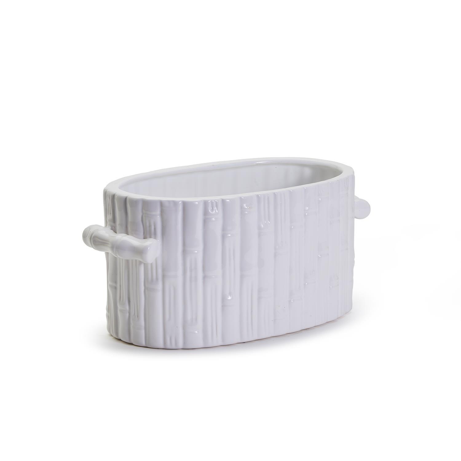 Faux Bamboo Oval Centerpiece / Cachepot with Handles