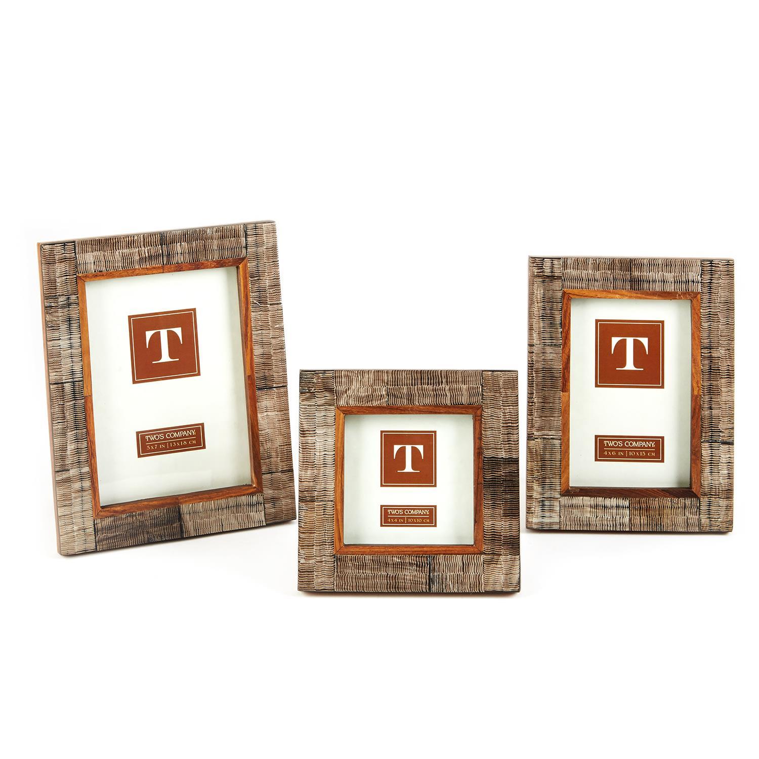 S/3 Chiseled Horn Photo Frames