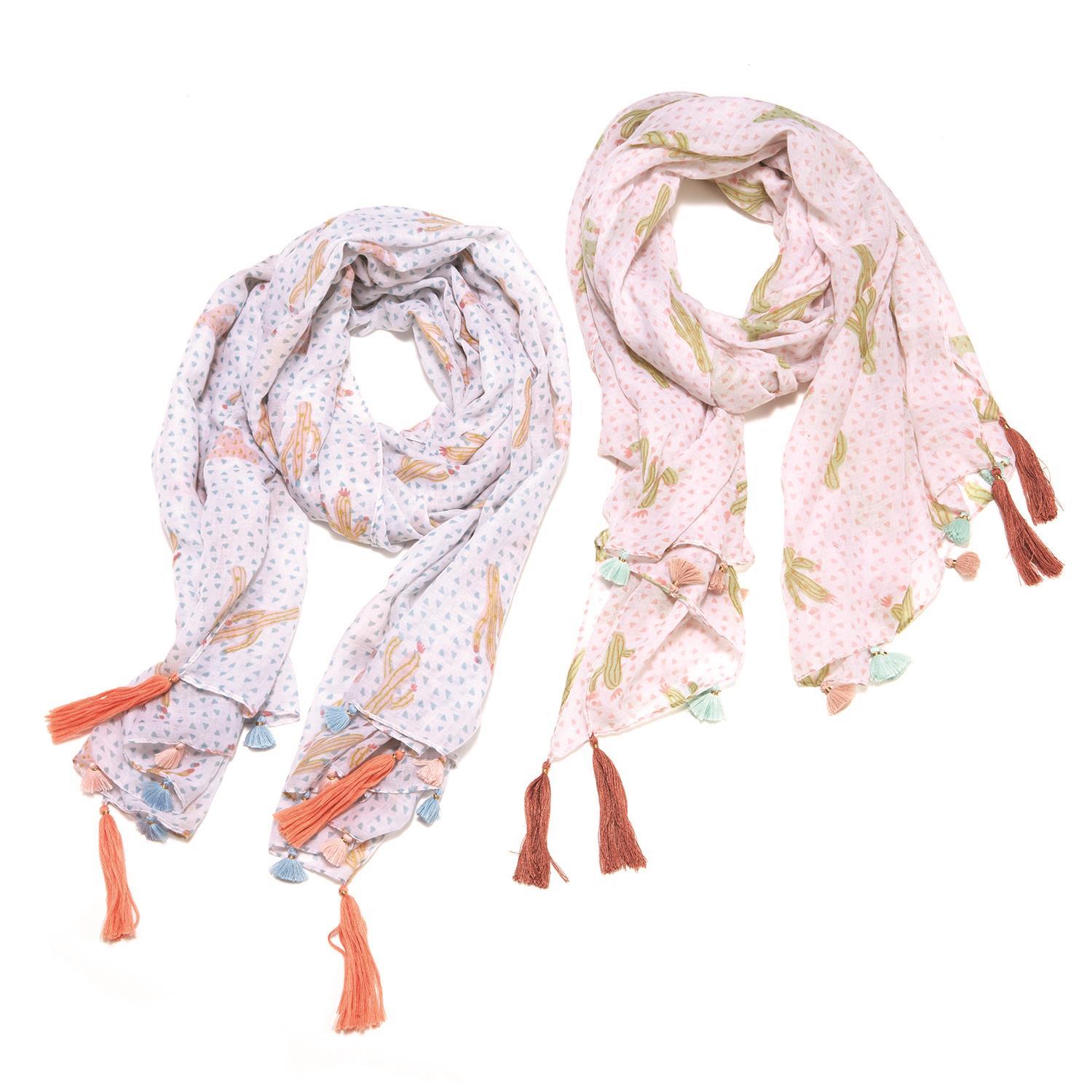 Cactus Scarf with Tassels in GB Asst 2 Colors