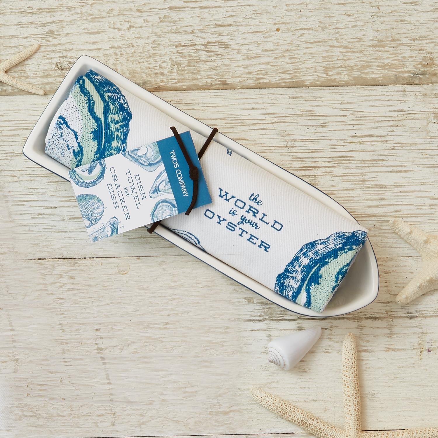 Oyster Dish Towel & Bowl Set A/3 Designs