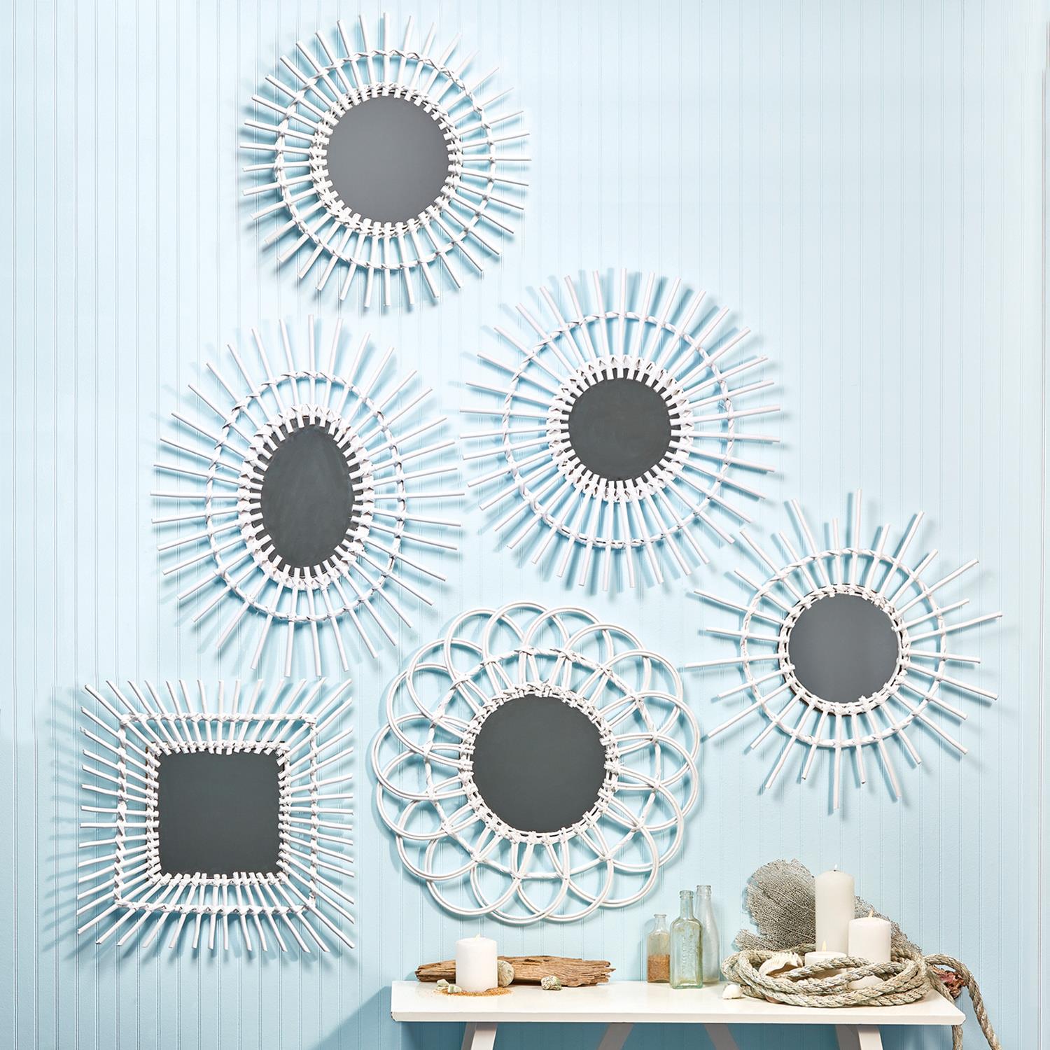 S/6 Wicker Wall Decor Hand-Crafted