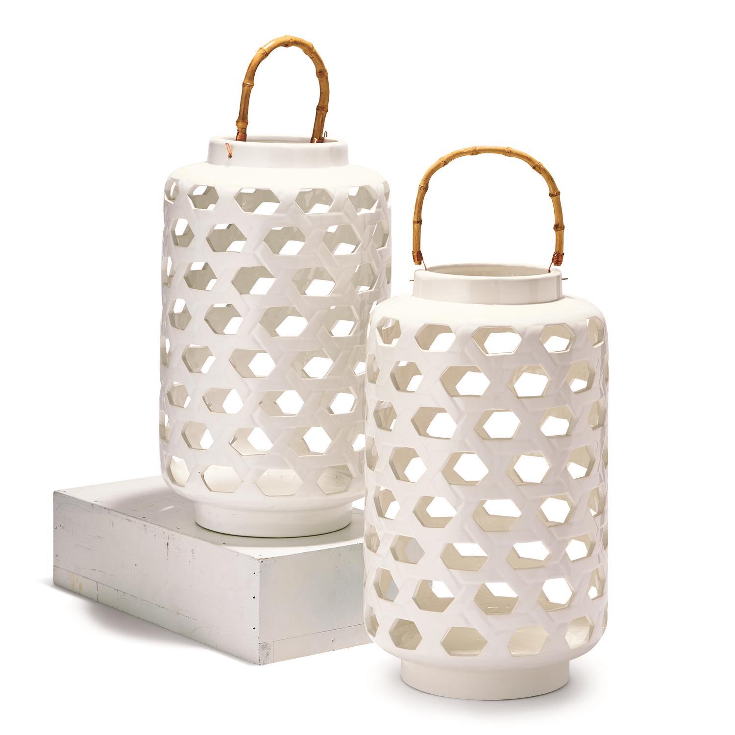 S/2 Lantern With Bamboo Handle