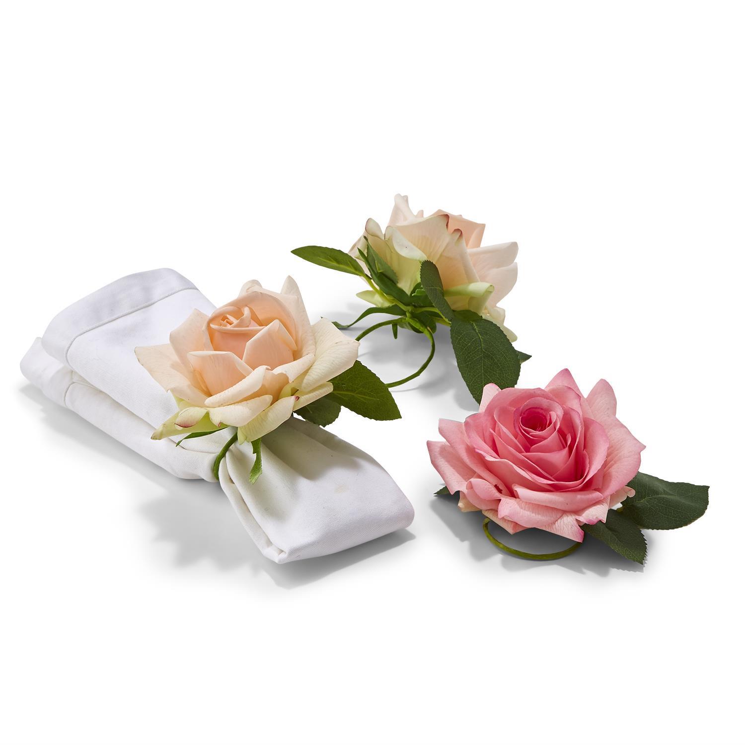 32 Pc Rose Napkin Ring Un Incl 2 Colors in Basket Display