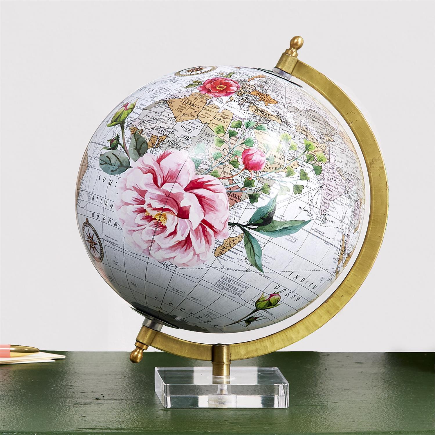 Rose World Globe w/Acrylic Base