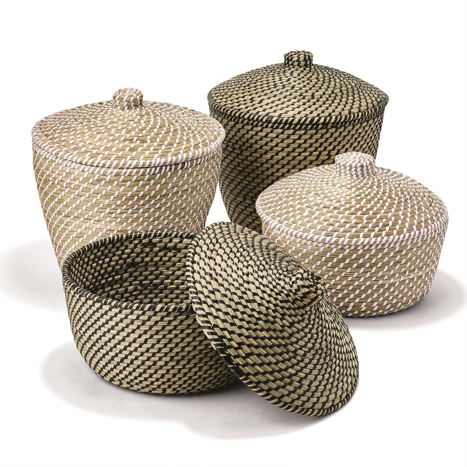 S/2 Crafted Lidded Baskets Asst 2 Colors