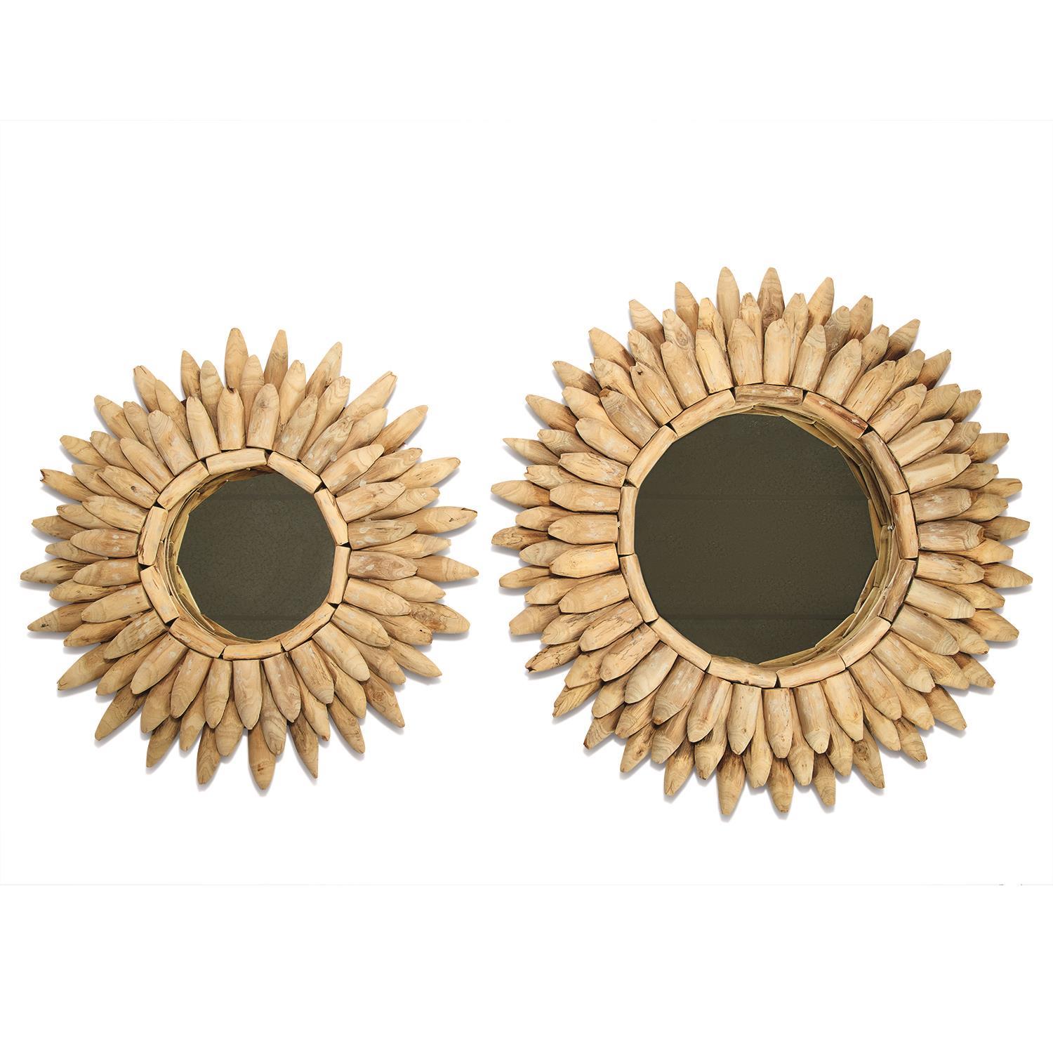 S/2 Wood Wall Mirrors