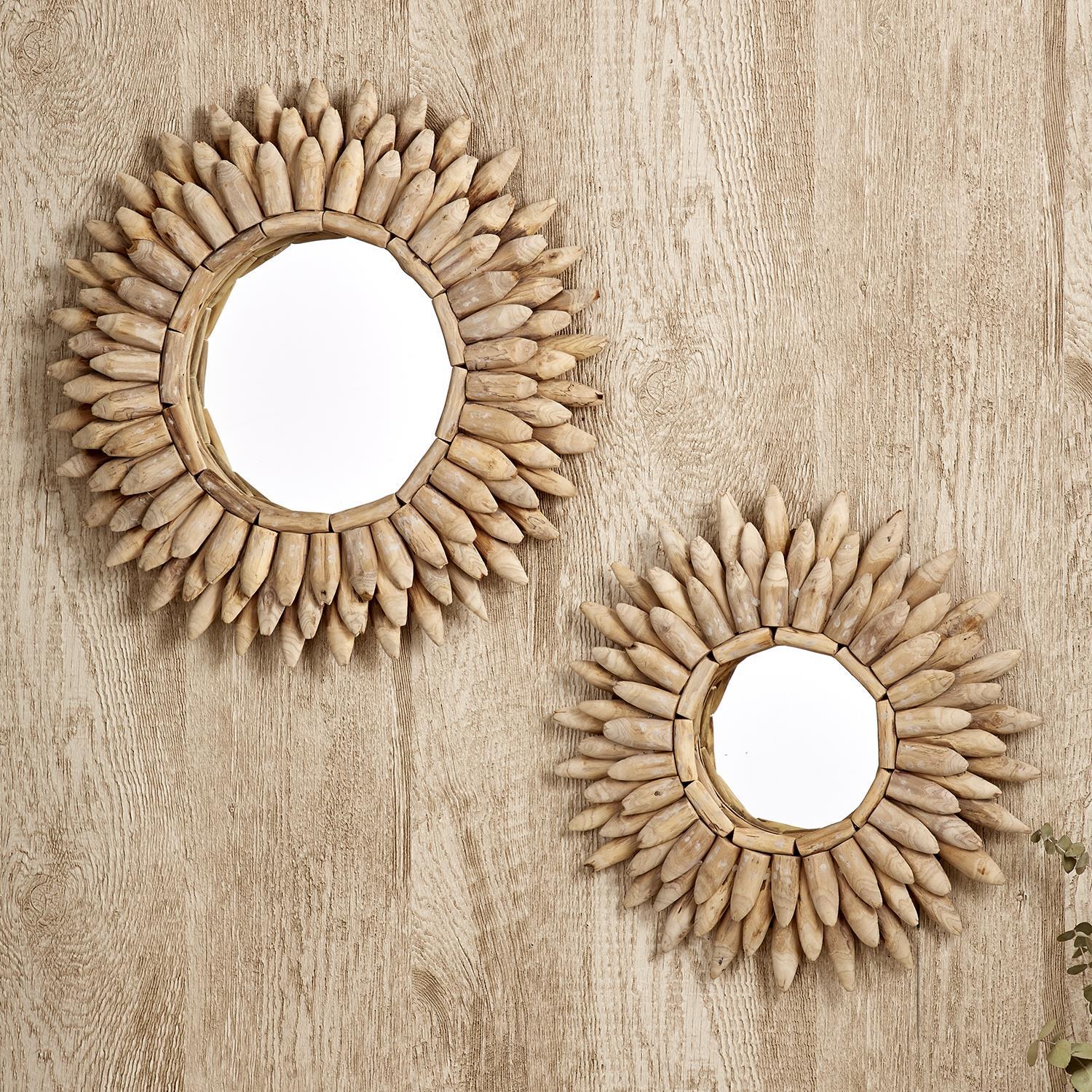 S/2 Wood Wall Mirrors