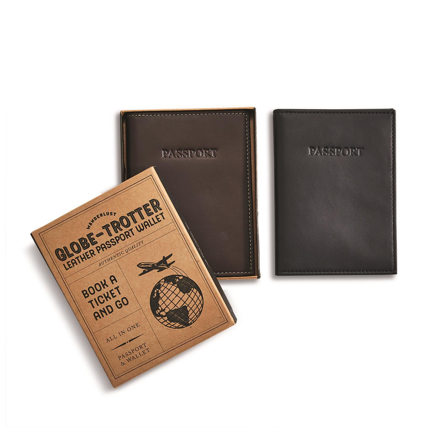 Leather Passport Holder in Gift Box Asst 2 Colors