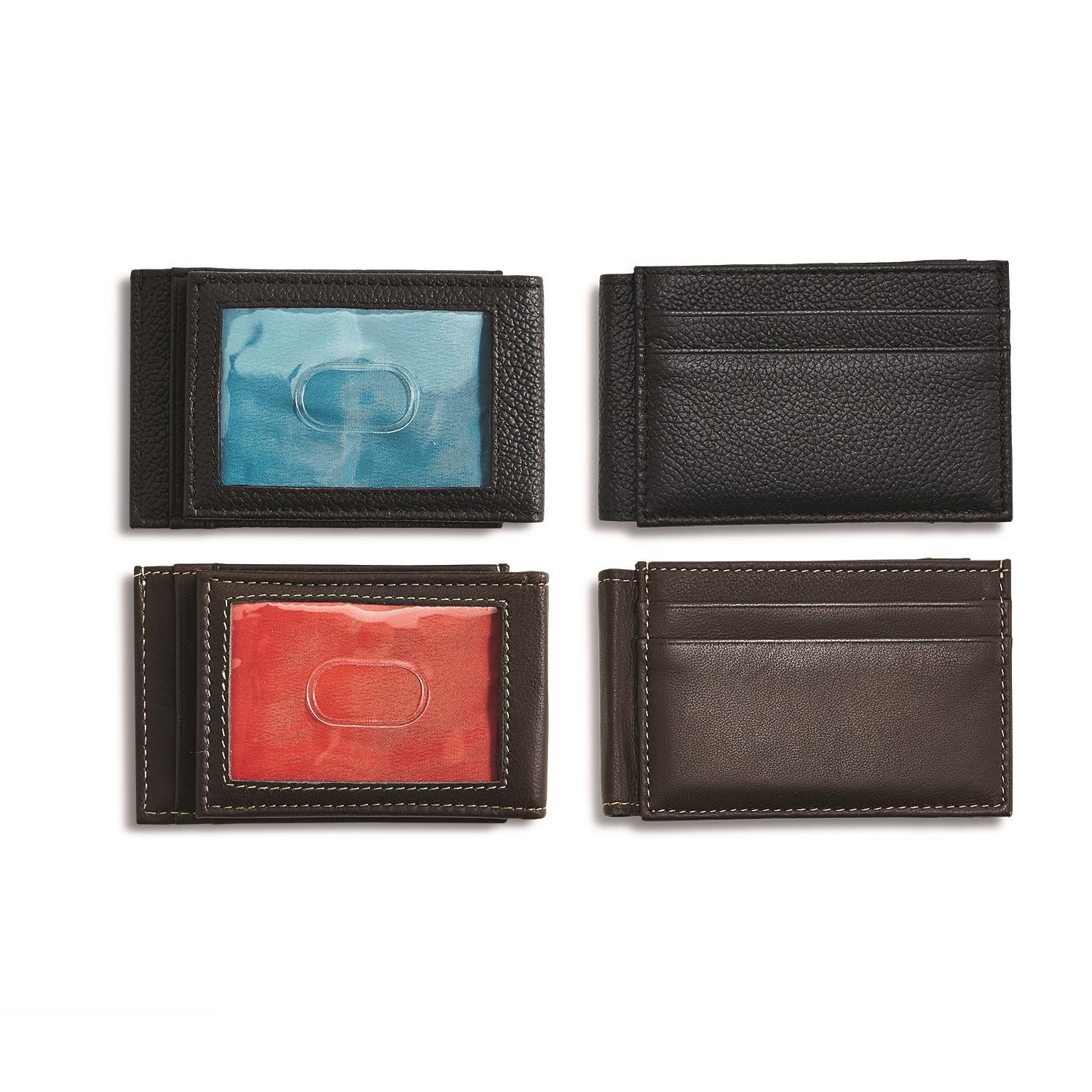 Leather Wallet w/ID Window Asst 2 Styles in 2 Colors