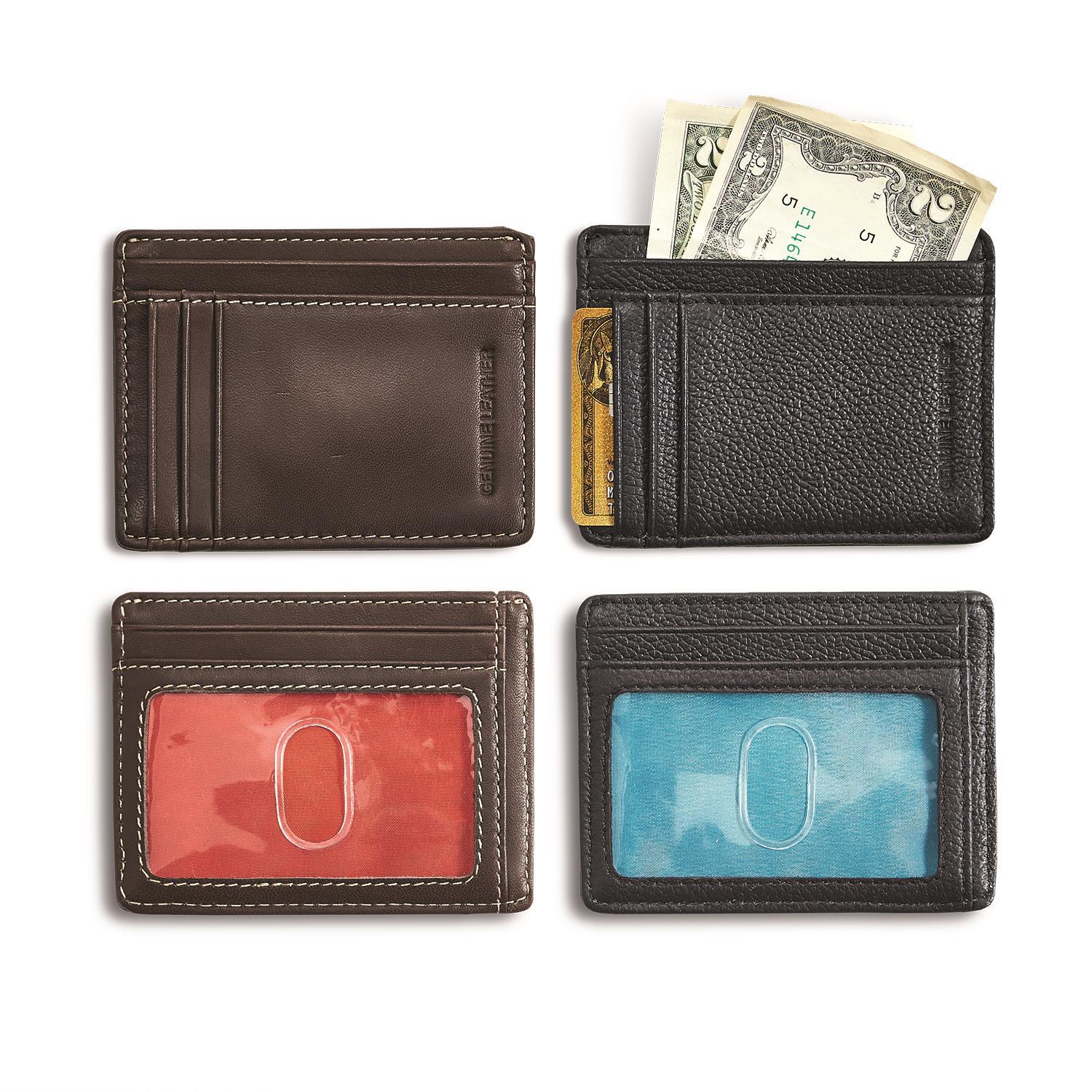 Leather Wallet w/ID Window Asst 2 Styles in 2 Colors