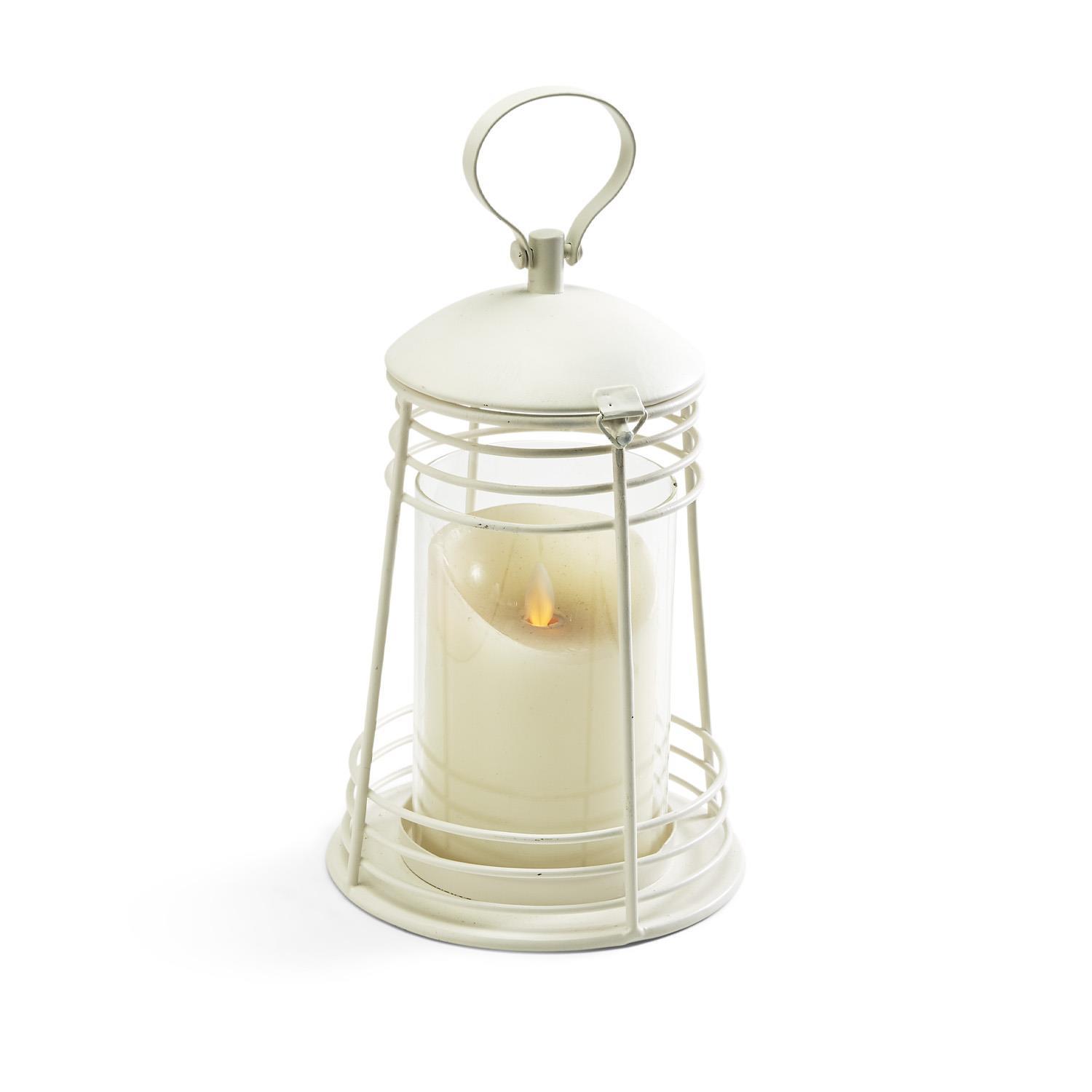 White Lighthouse Lantern with Glass Cylinder