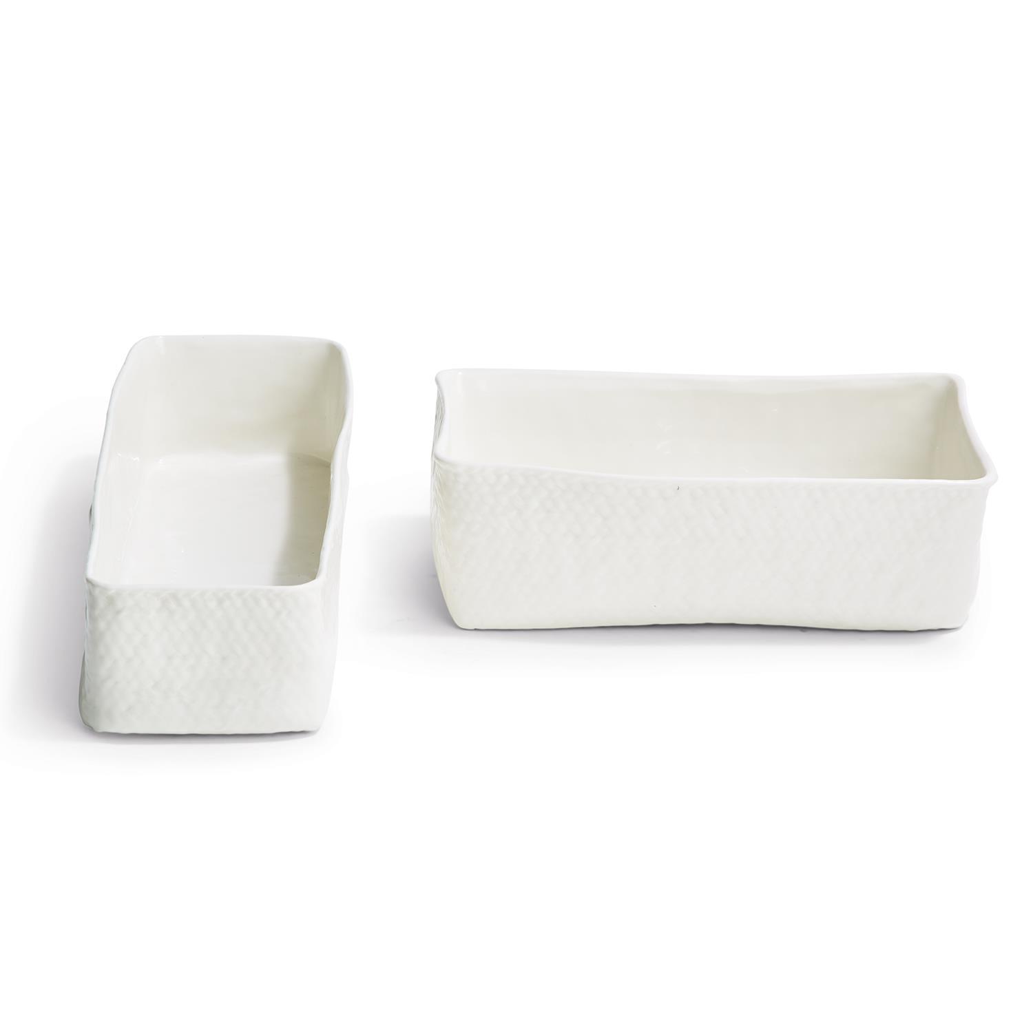 S/2 Basket Weave Tray Asst 2 Sizes