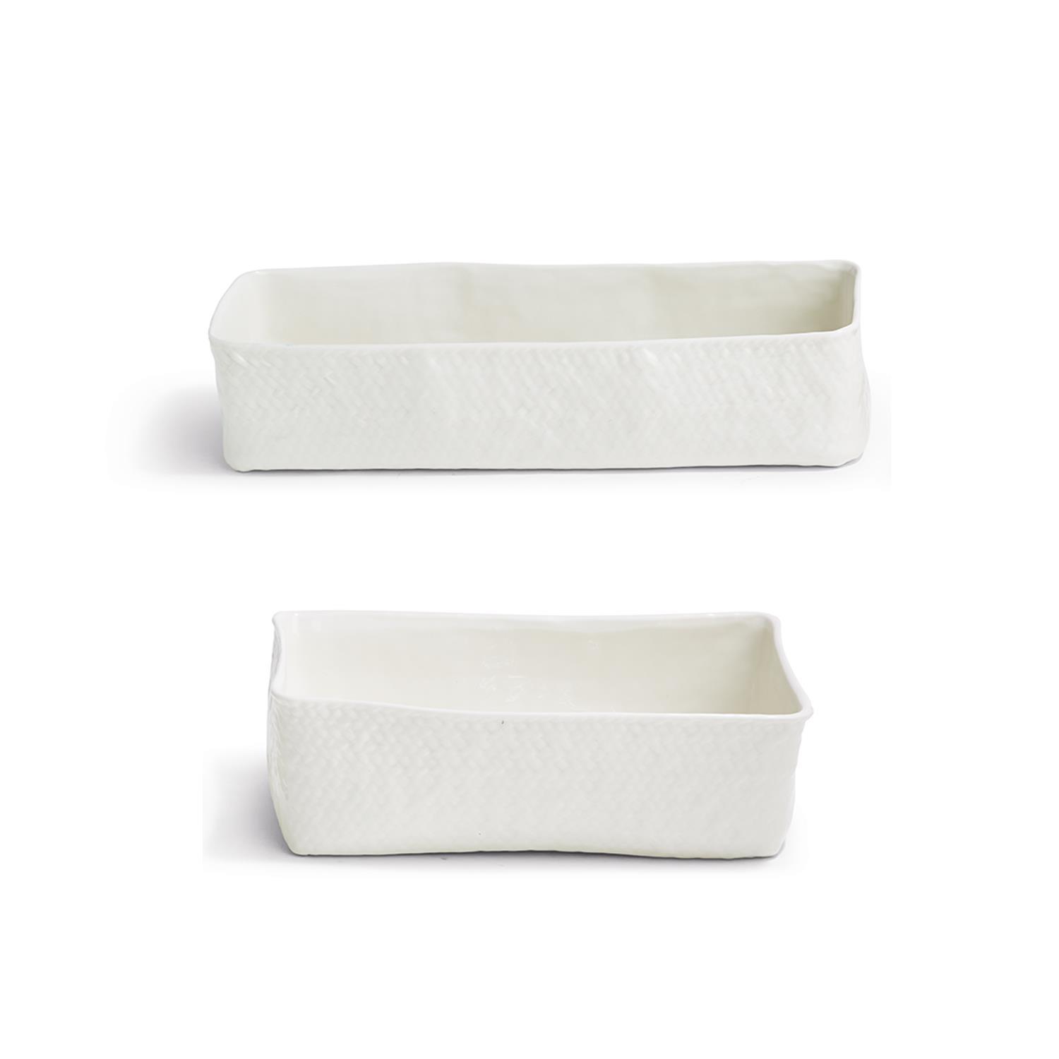 S/2 Basket Weave Tray Asst 2 Sizes