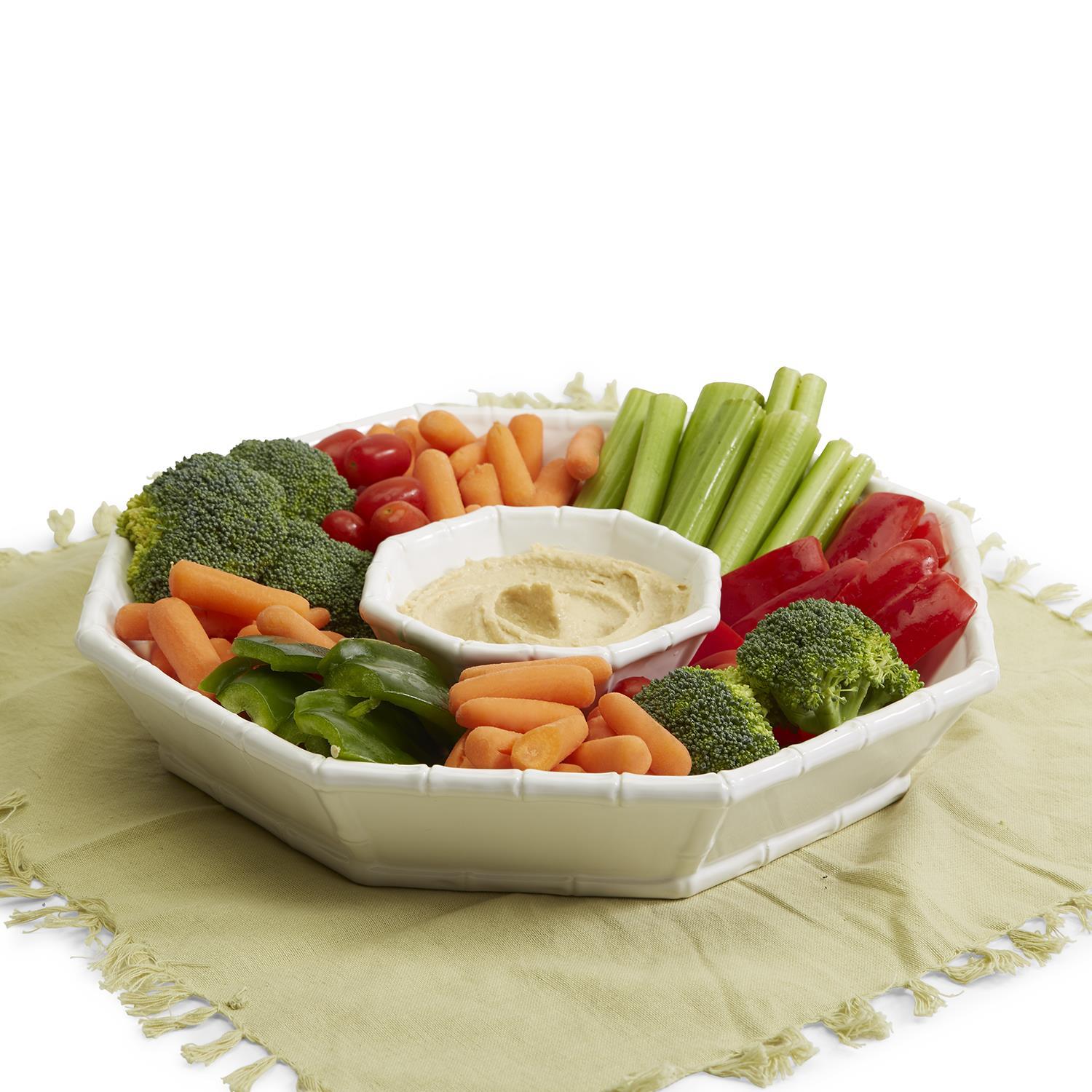 Hampton Faux Bamboo Fretwork Chip Platter and Dip Bowl Set