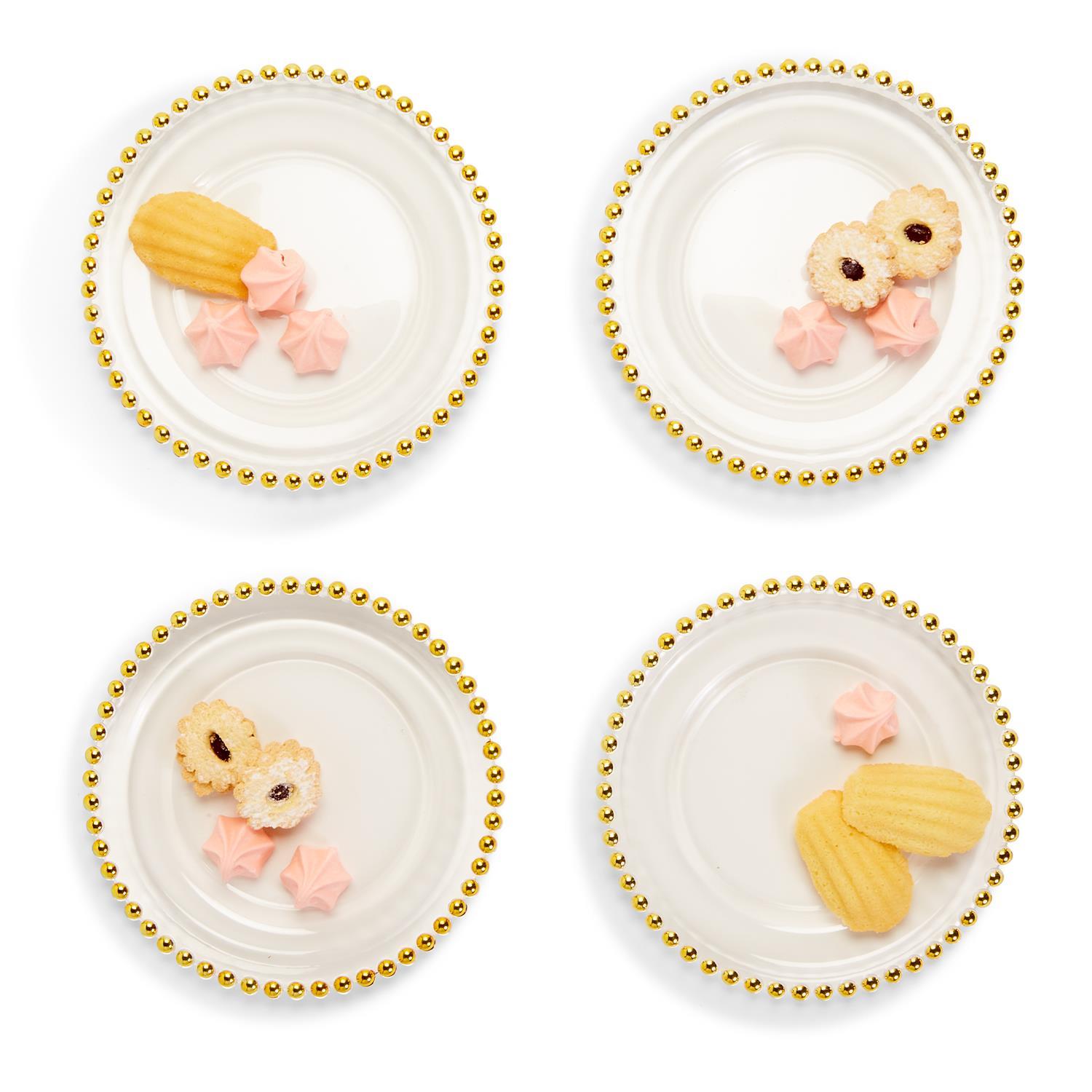 Golden Beads S/4 Appetizer / Dessert Plates