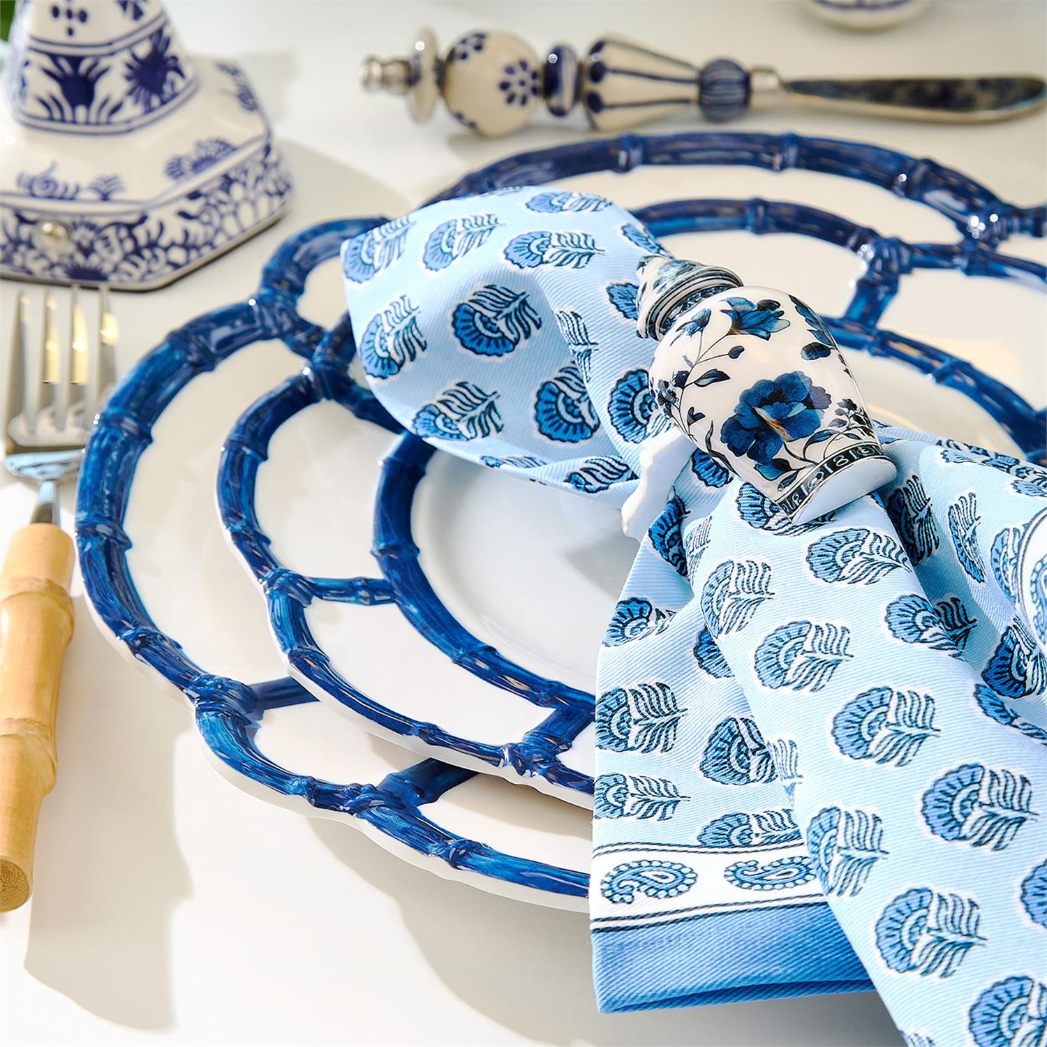 S/4 Blue Bamboo Touch Dinner Plate