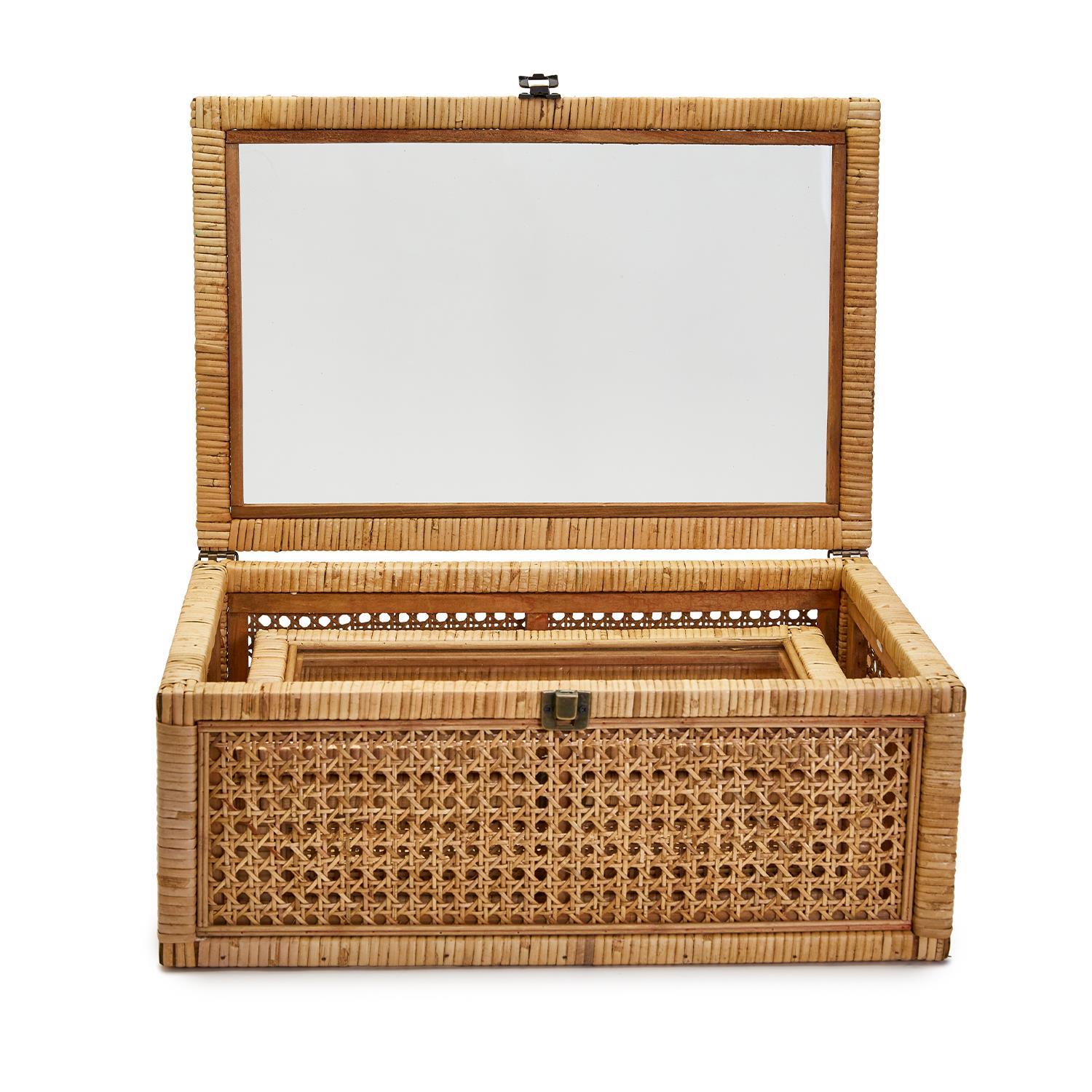 S/2 Rattan Decorative Storage Boxes Incl 2 Sizes