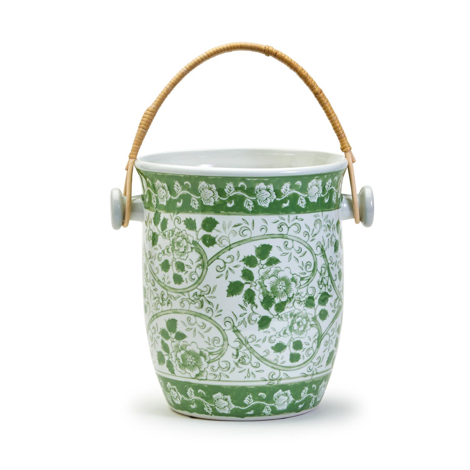 Countryside Cooler Bucket with Woven Cane Handles