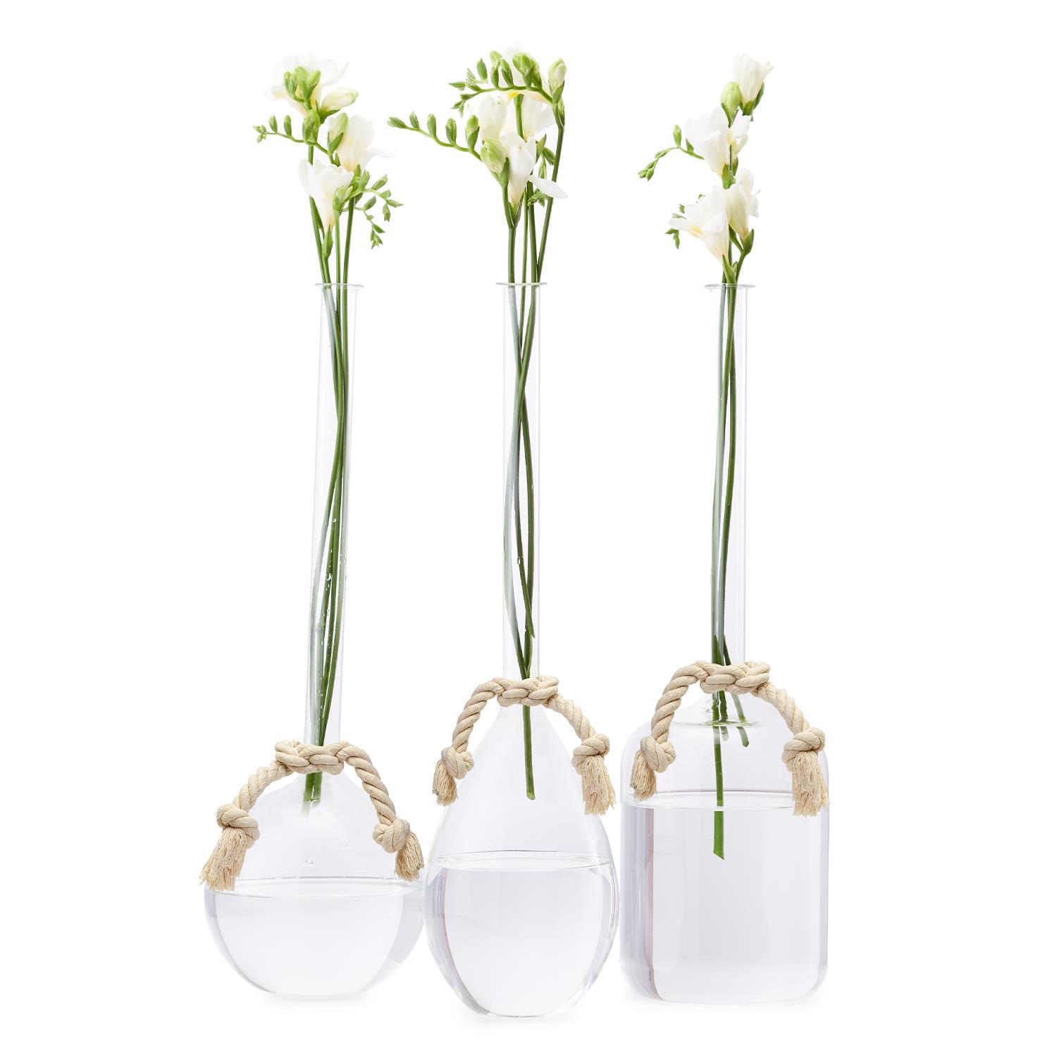 Vases With Ropes Sleek and Chic Vase Trio with Knotted Rope Tie on Set (rope tie wrapped ...