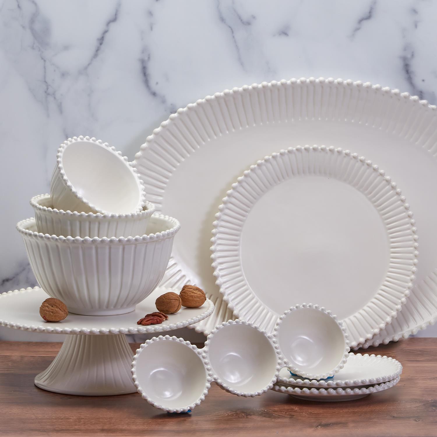 Heirloom S/4 Pearl Edge Dessert Plates