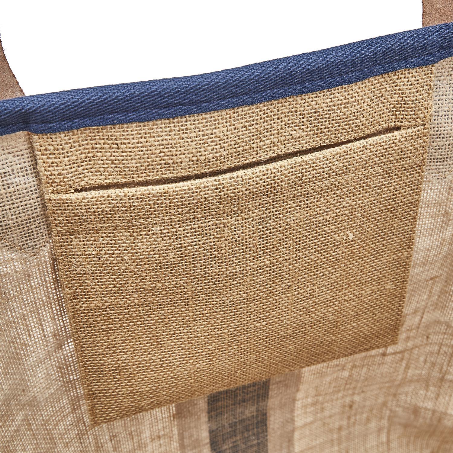 Horse Country Jute Tote with Genuine Leather Handles A/2 Pattern