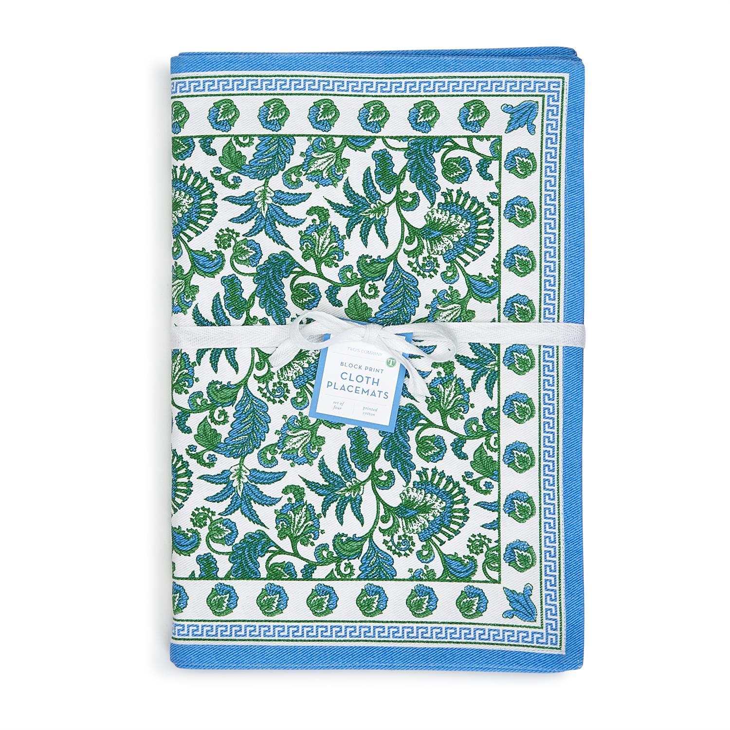 Hampton Set of 4 Placemats Block Print Cloth Placemats