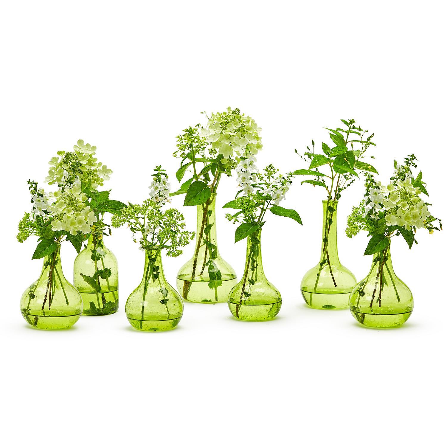 Set of 7 Verdigris Vintage Decorative Bottles