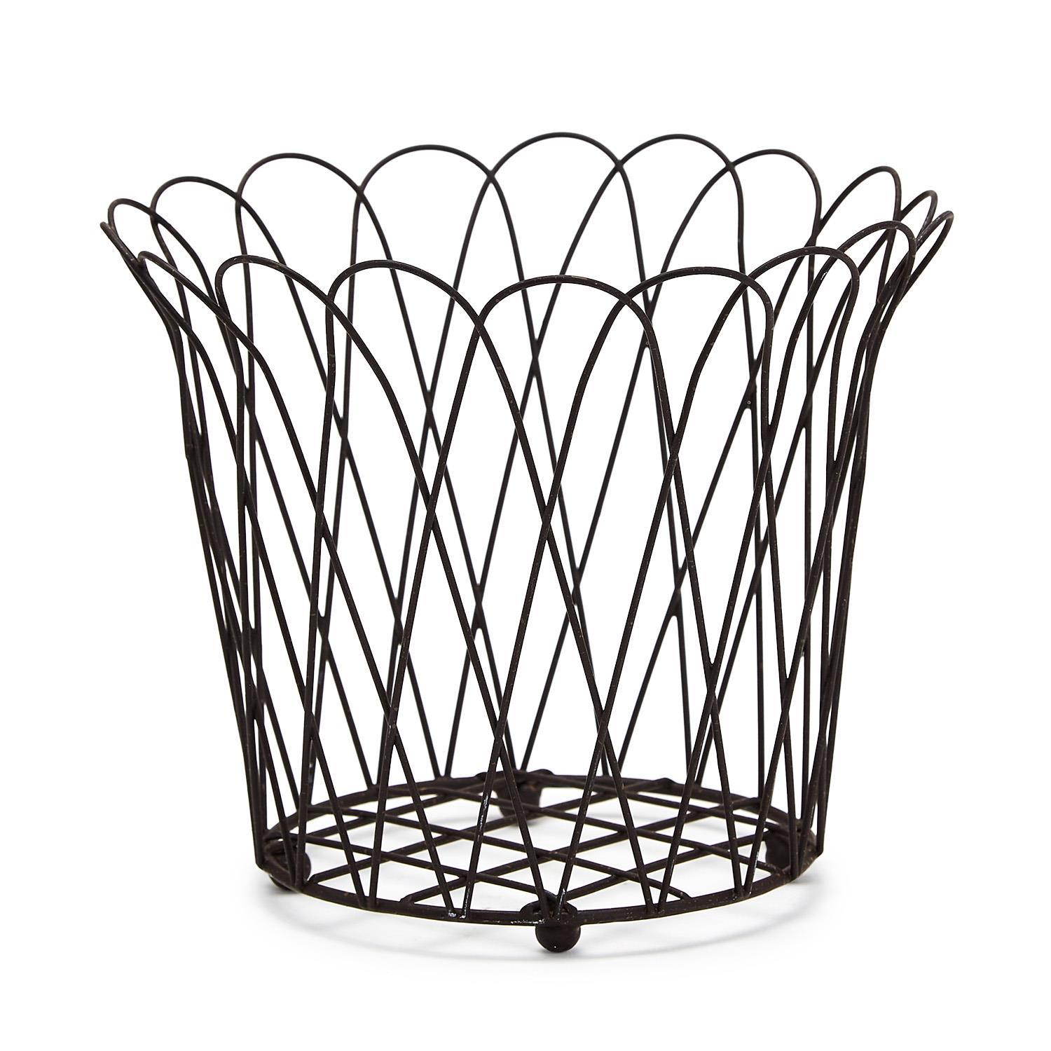 French Wireworks Alfabia Planter Basket with Rusted Metal Finish
