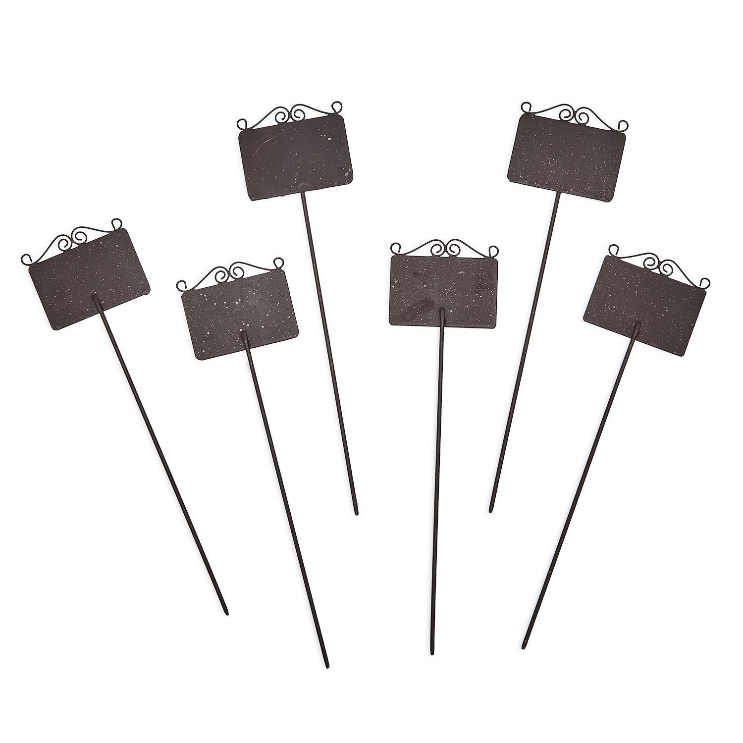 Set of 6 Rusted Metal Decorative Plant Markers