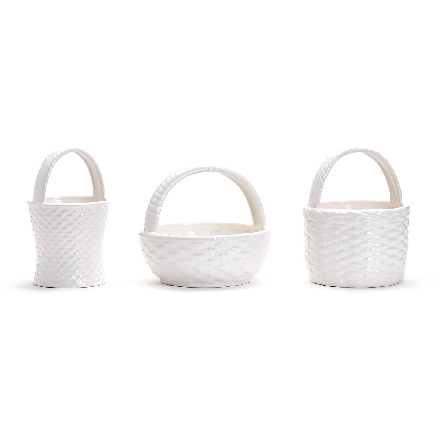 Set of 3 Handled Basket Weave Baskets