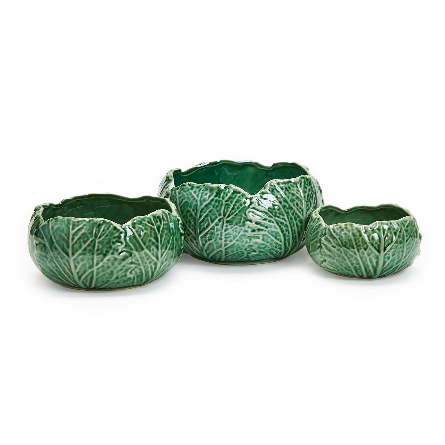 Set of 3 Cabbage Leaf Bowls