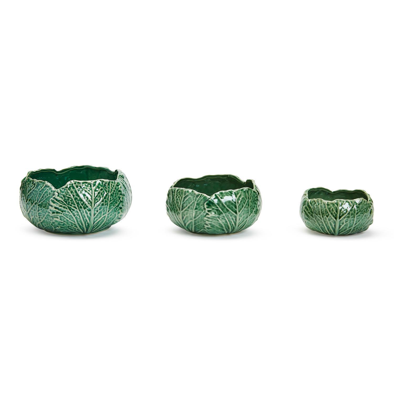 Set of 3 Cabbage Leaf Bowls