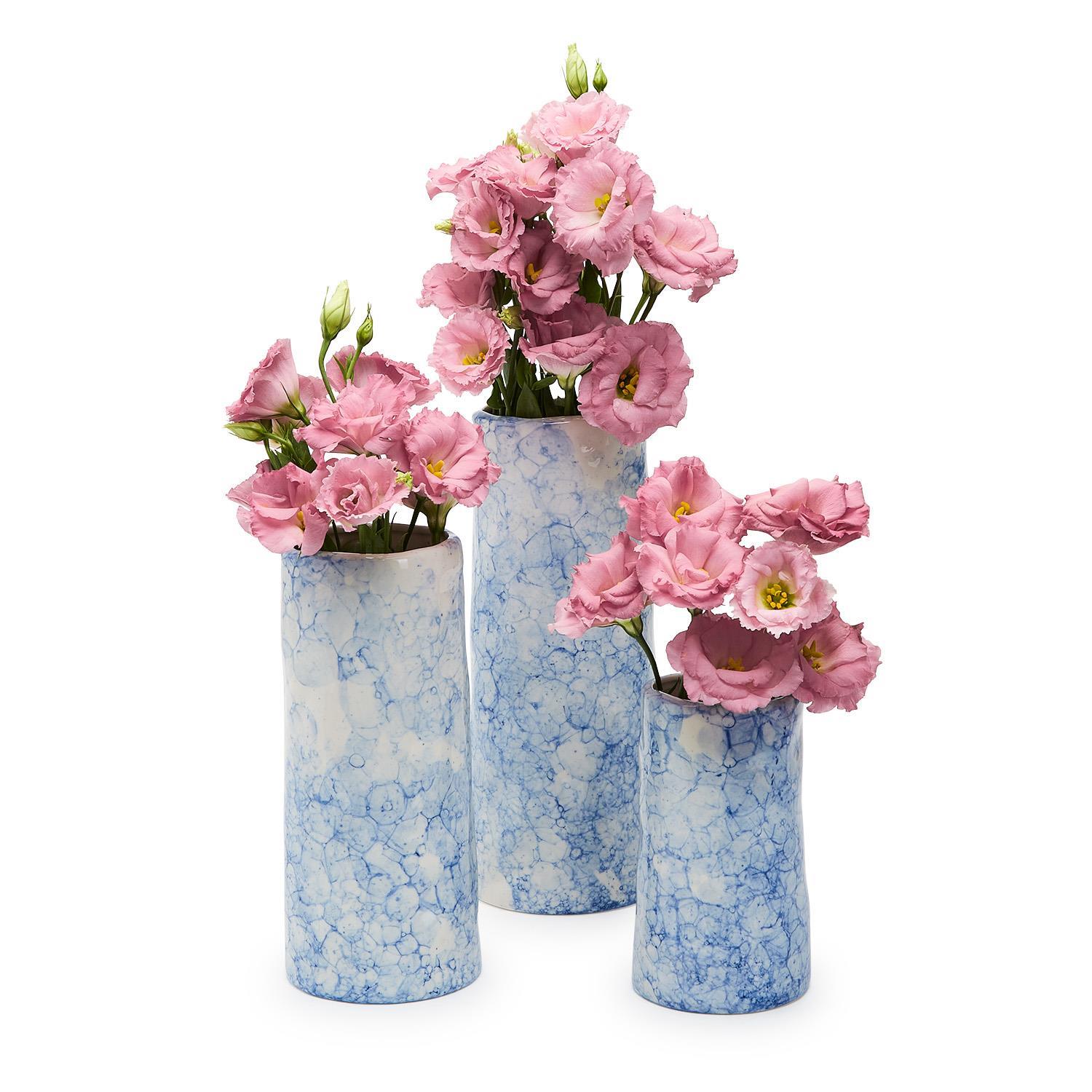 Blue Sponge Set of 3 Vase