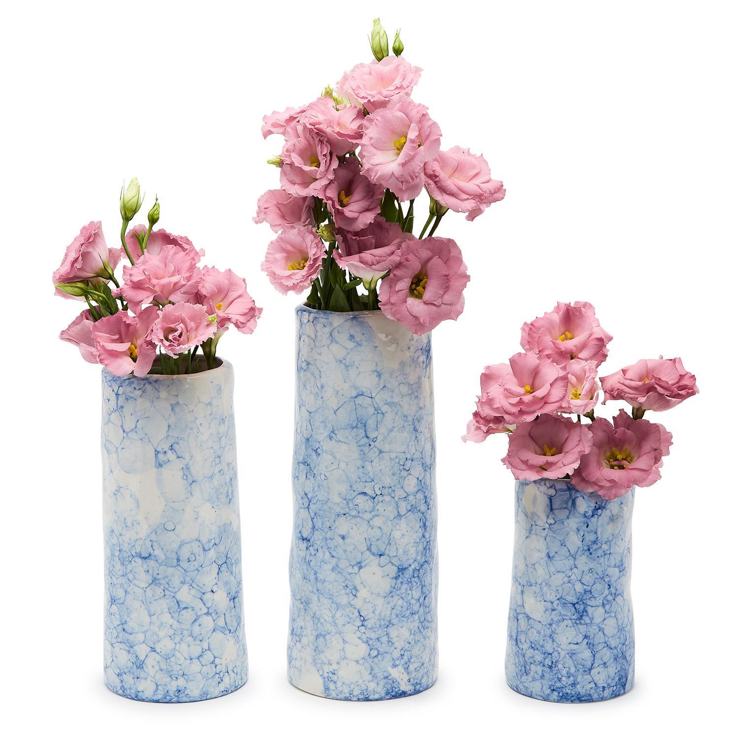 Blue Sponge Set of 3 Vase